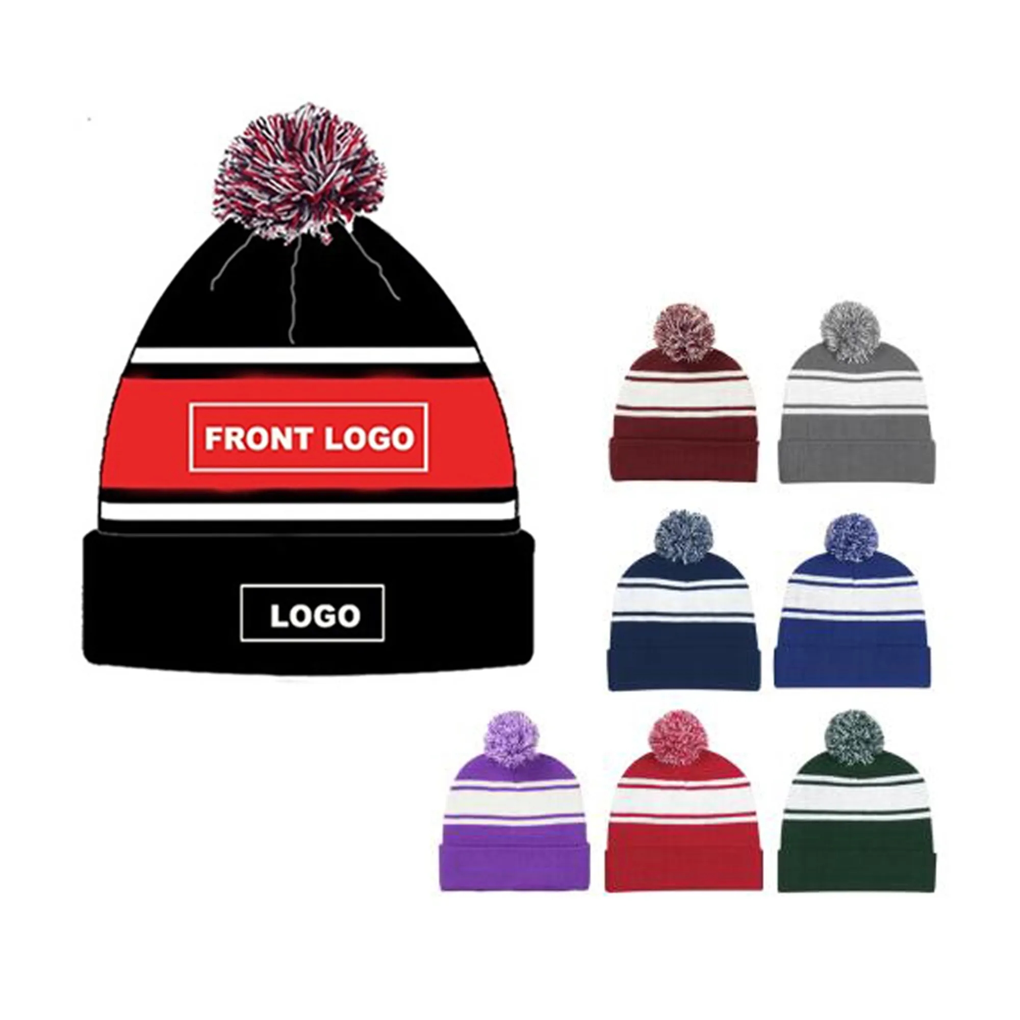 Pom Knit Adult Beanie Cap