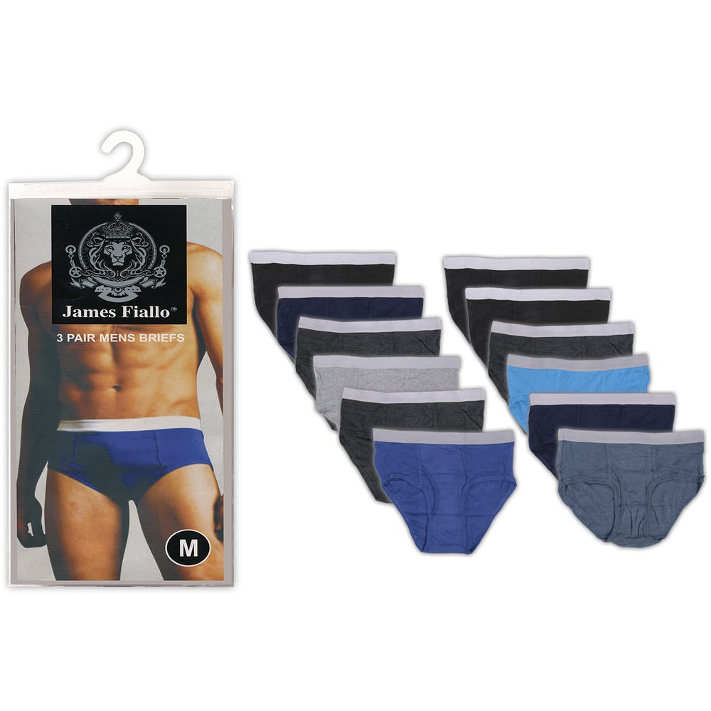 Men's James Fiallo 3 Pack Briefs - Asst. Colors - S M L XL 3