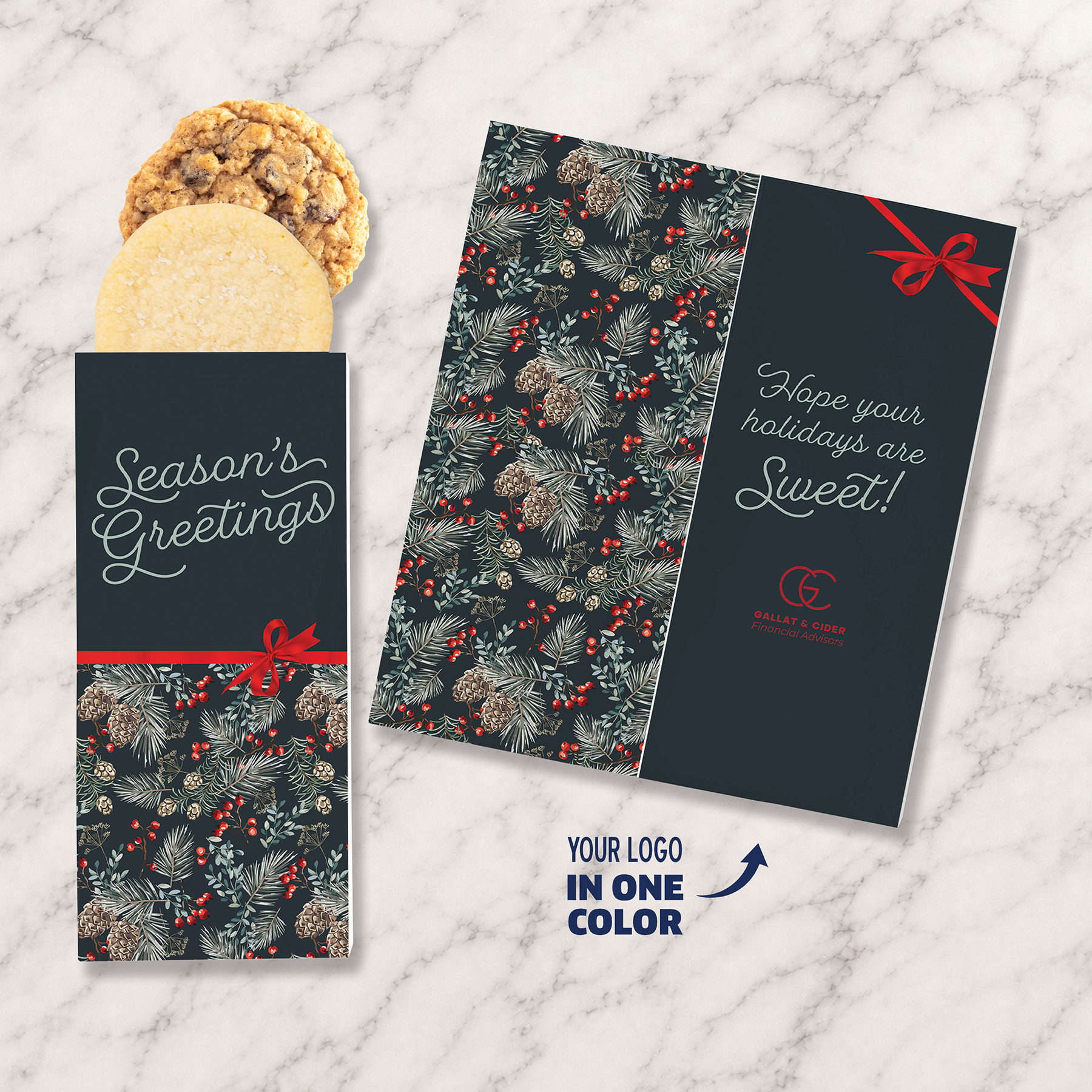 One Color Foil-Stamped Stock Pine Boughs & Berries Sweeter Cards with Homestyle Cookie Duo