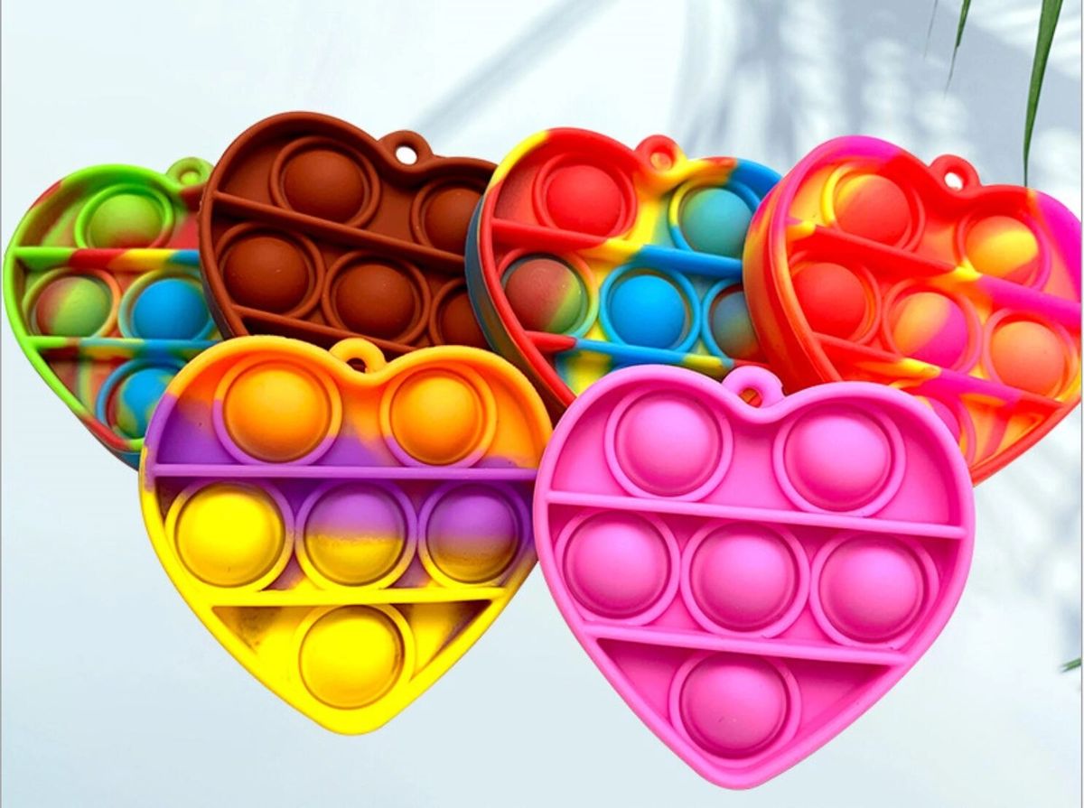 Heart Shape Push Popping Bubble Keychain