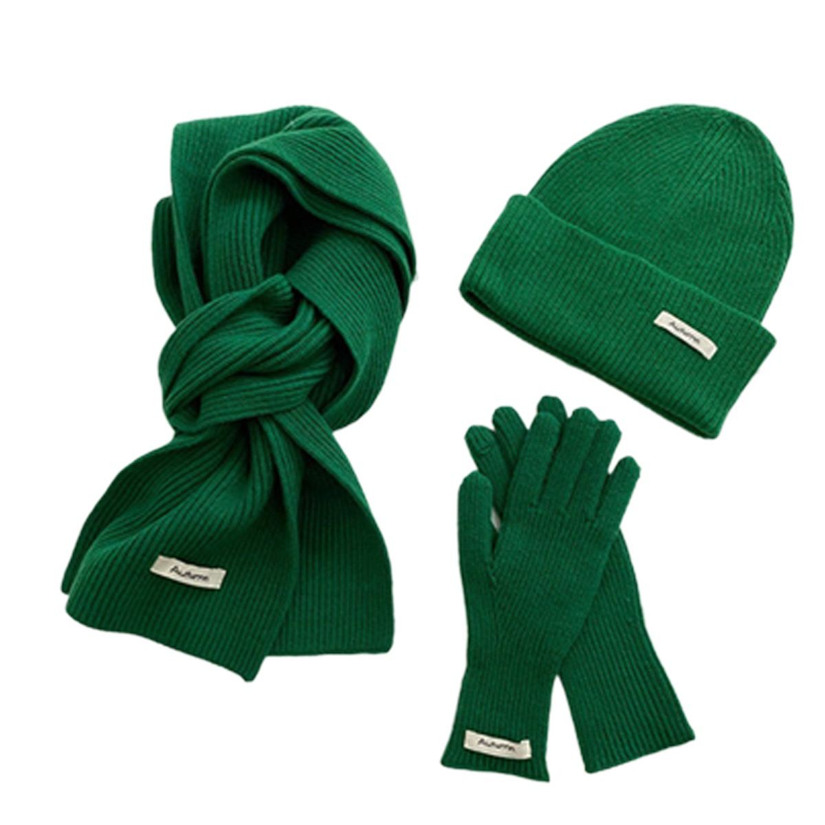 Unisex Winter Beanie Hat Scarf Touch Screen Gloves Set 8