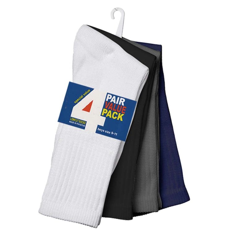 Boys' Crew Socks - 4 Pack 4 Colors Size 6-8 3