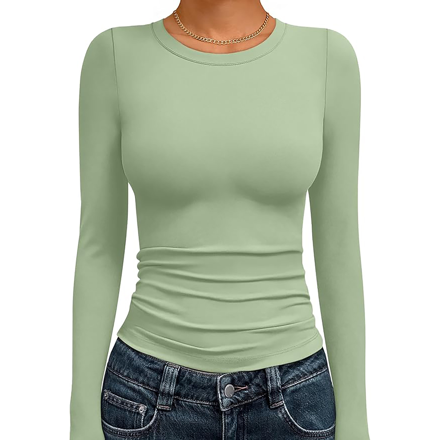 Women's Basic Round Neck Crop Top 71