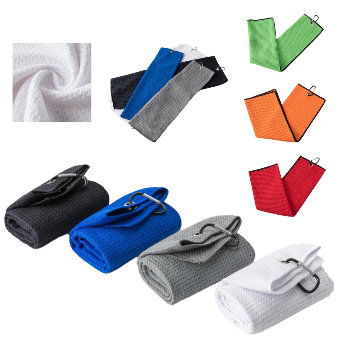 Premium Microfiber Fabric Golf Towel With Carabiner Clip