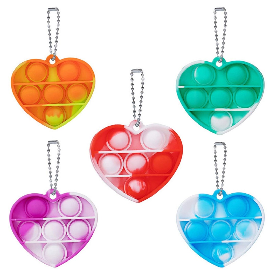 Heart Push Bubble Pops Fidget Keychain