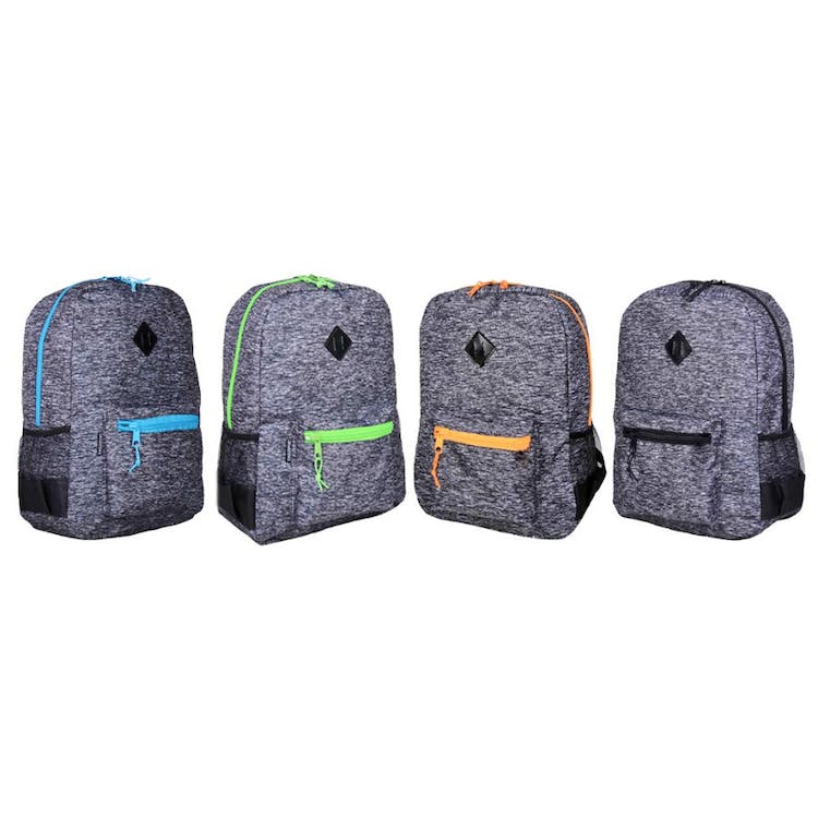 18" Classic Backpacks - Jersey Gray Neon Zippers 3