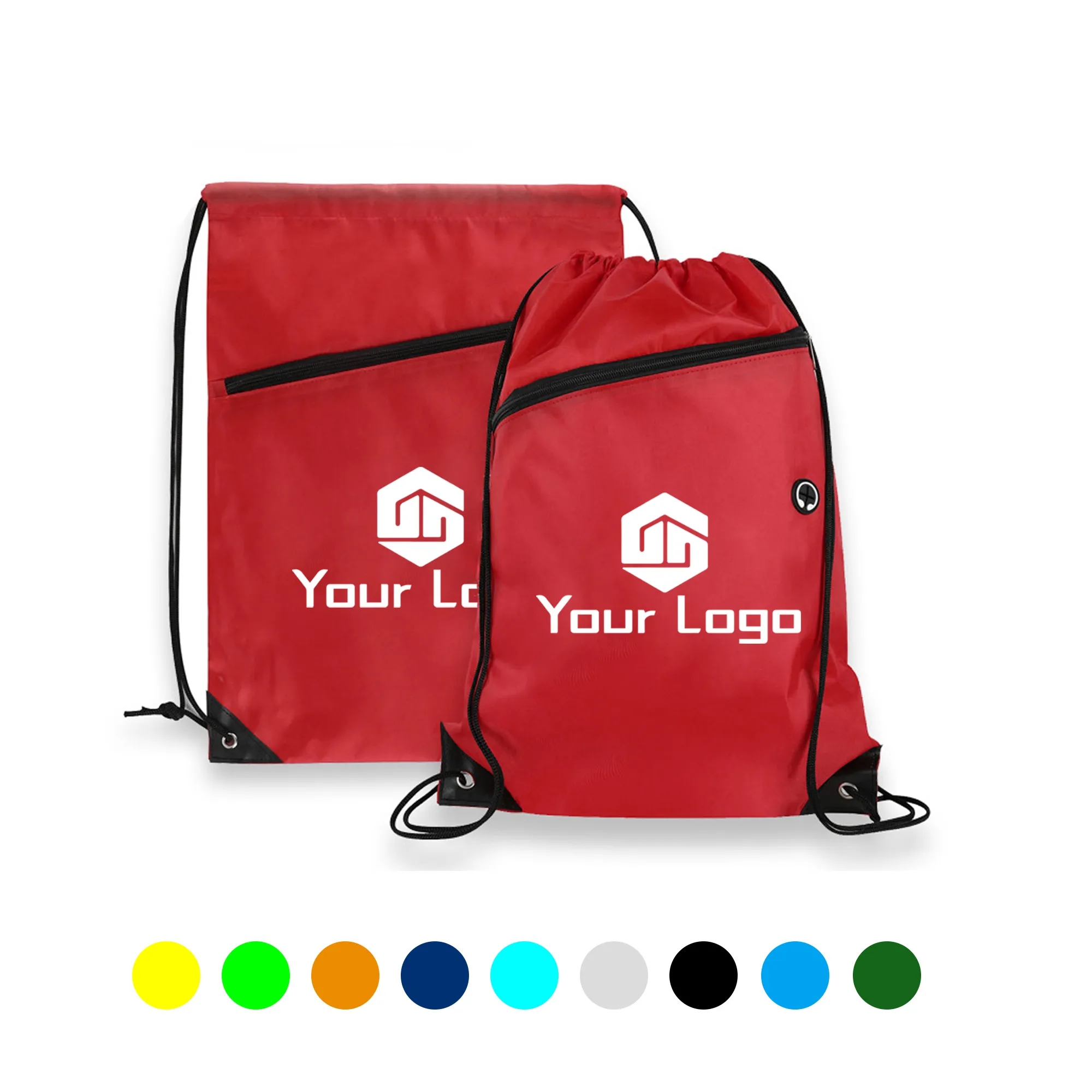 Drawstring Backpack Bag with Zipper Pocket