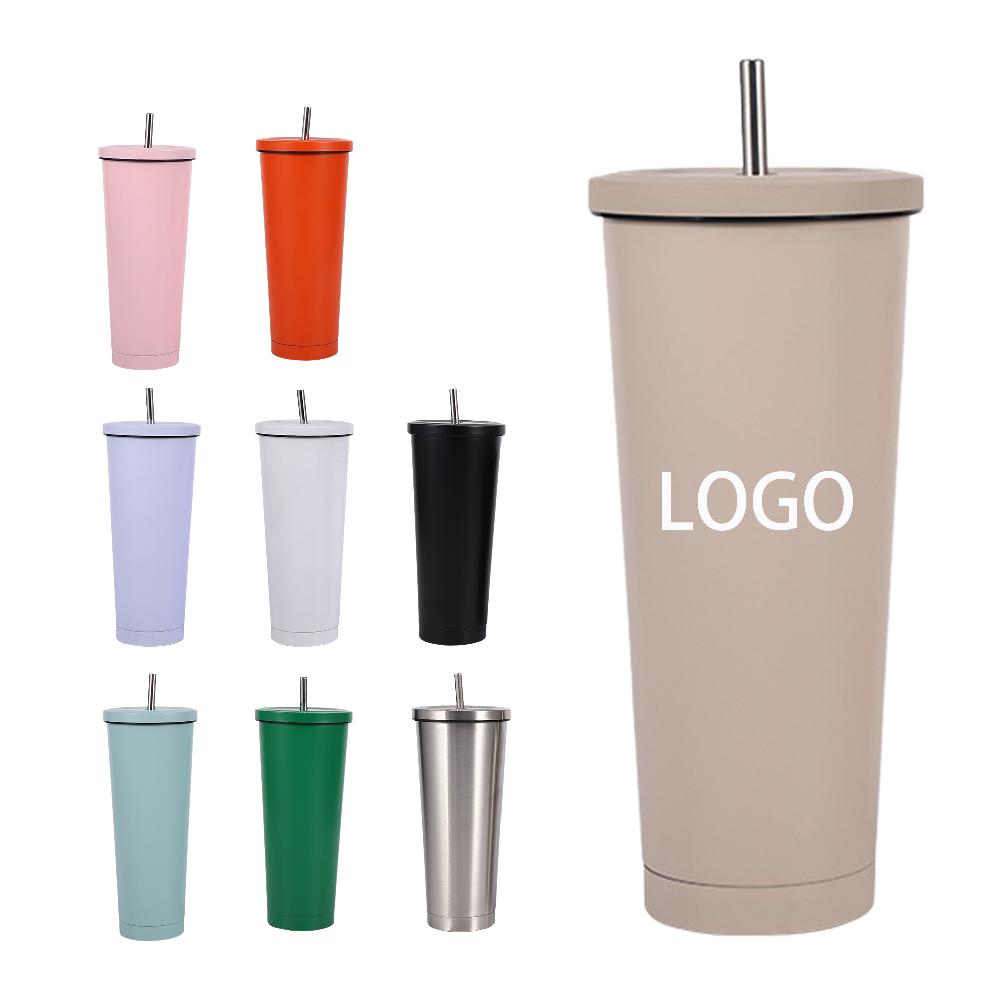 25 oz Steel Thermos Cup with Lid and Straw