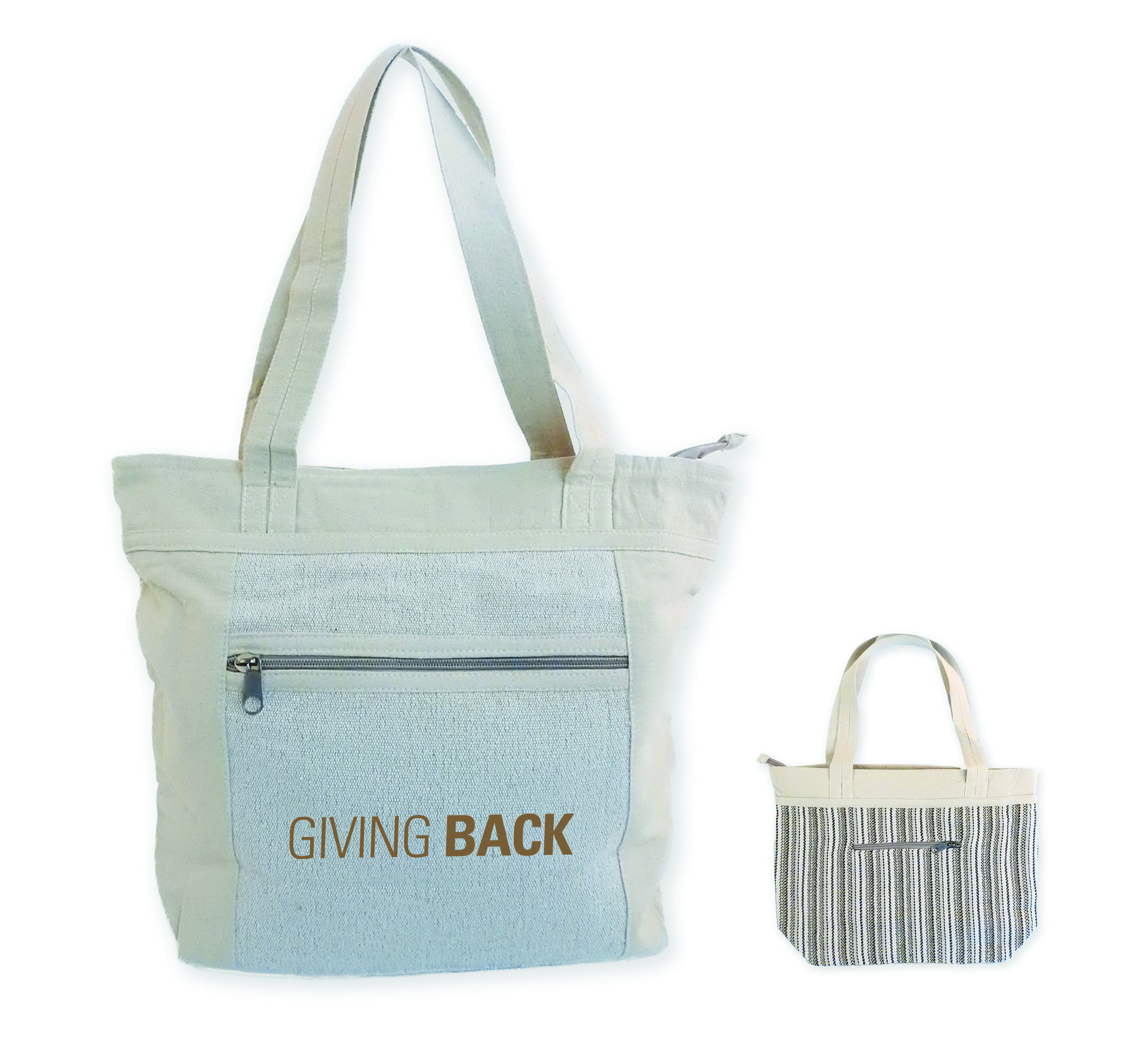 “Tara” Hemp/Cotton Zippered Tote Bag