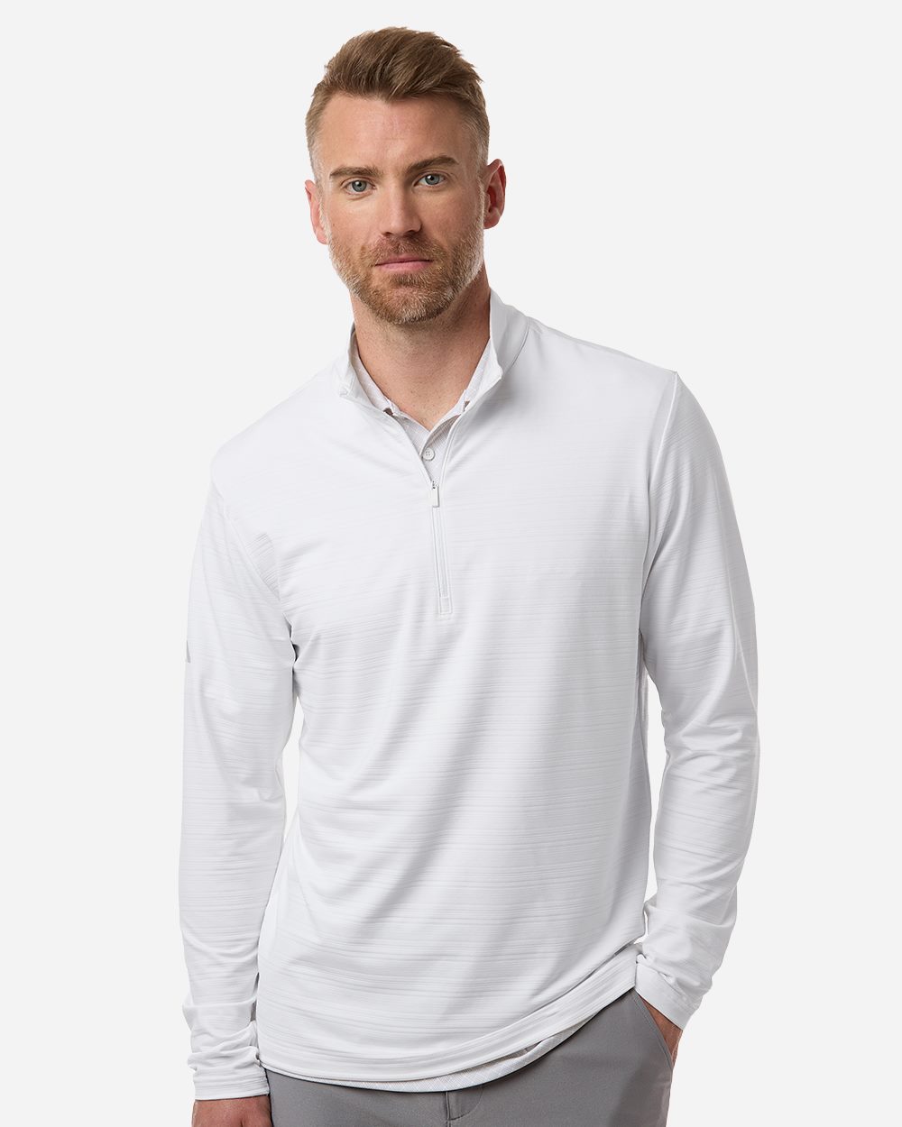 Men's Textured Stripe Quarter-Zip Pullover - A708