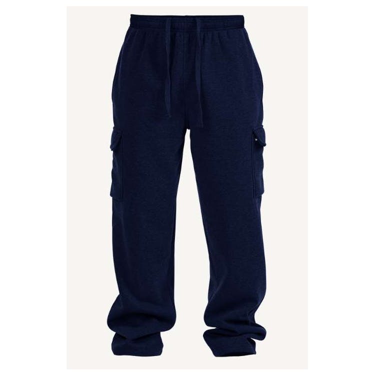 Men's Open Leg Fleece Cargo Sweatpants - Size 3XL-5XL Navy 3