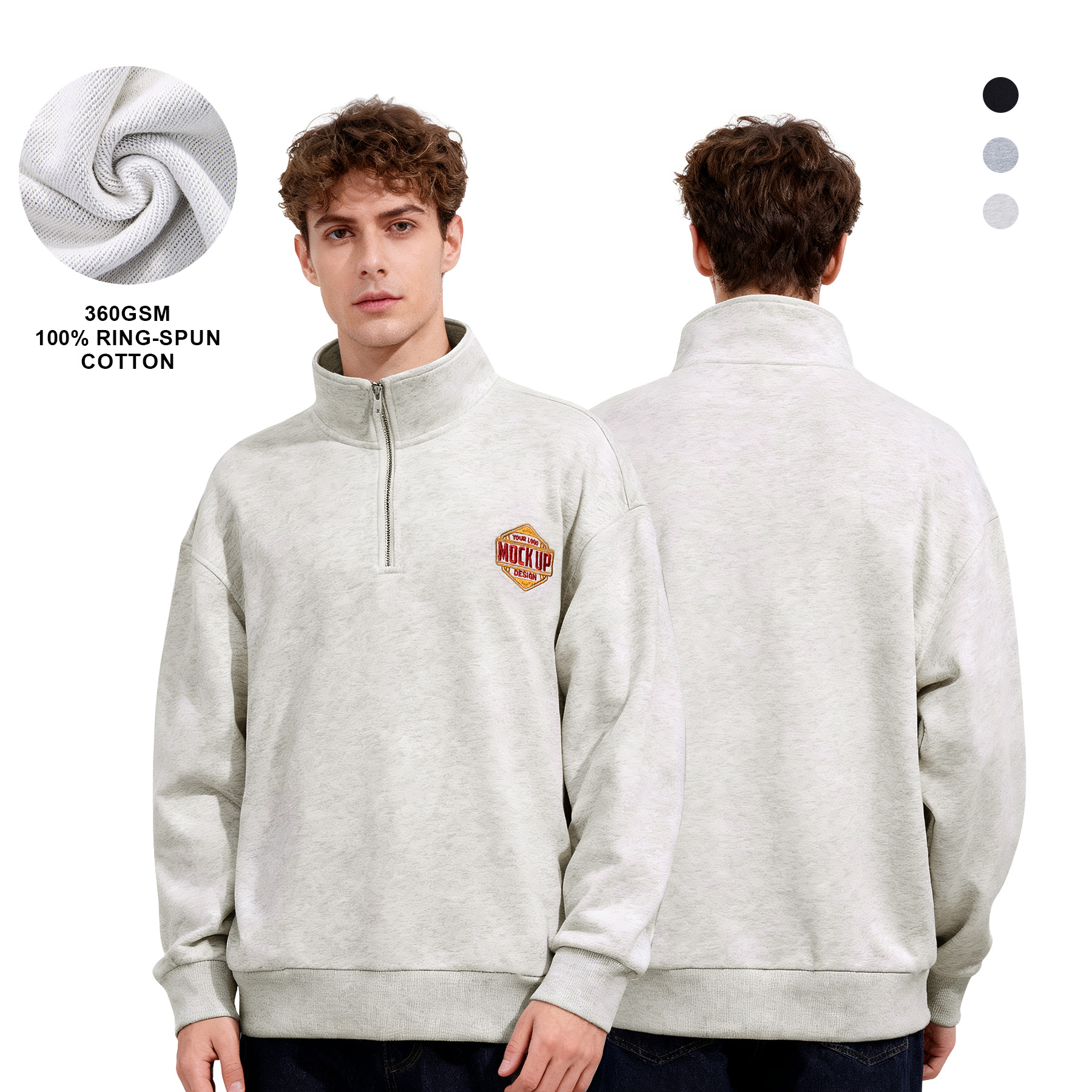Unisex 100% Pre-Shrunk Cotton Quarter Zip Sweatshirt