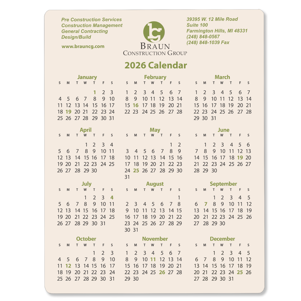 Wall Calendar, Perpetual