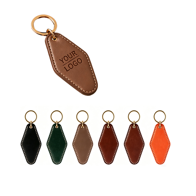 Custom Vintage Pu Leather Diamond Car Keychain Pendant