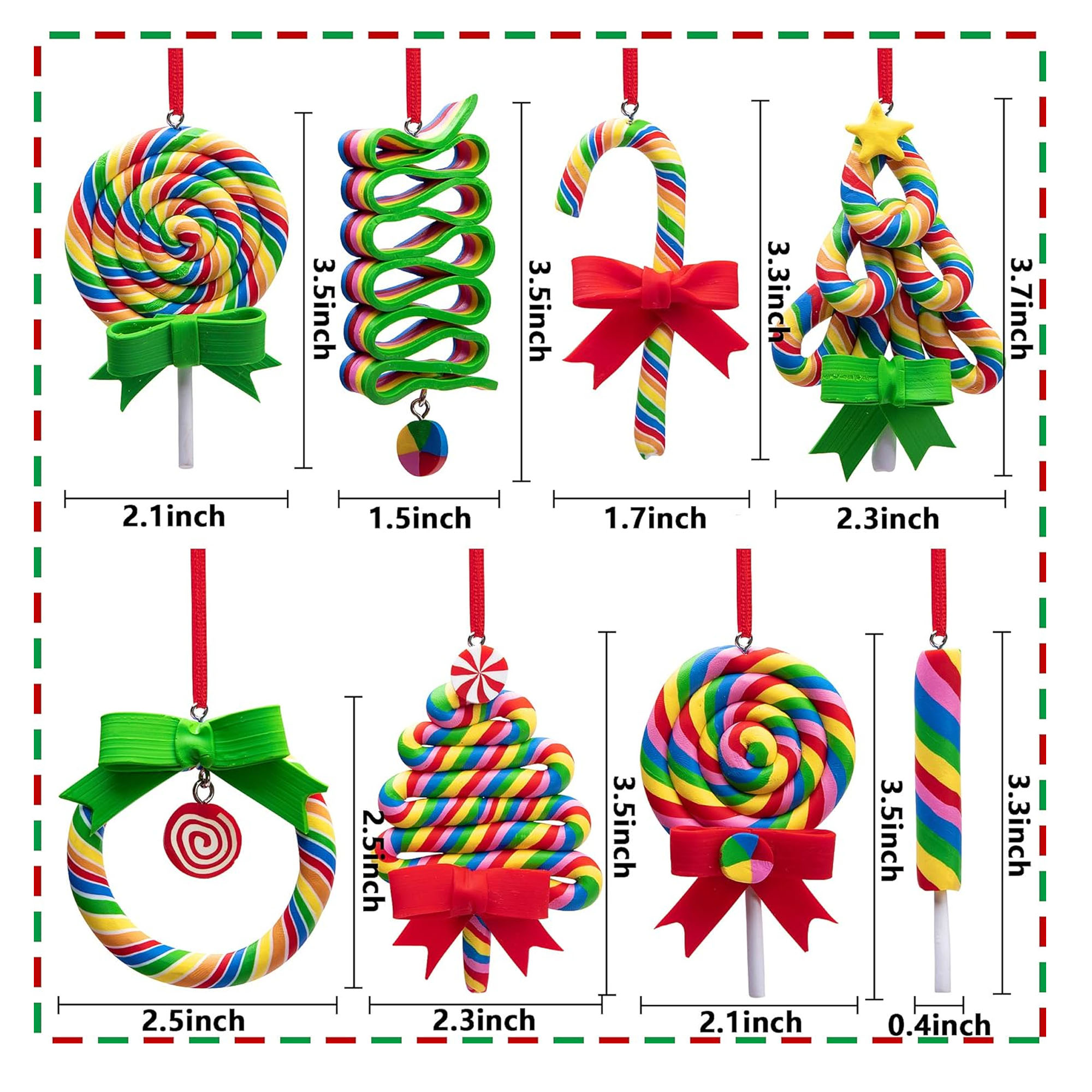 Polymer Clay Handmade Lollipop Ornament For Holiday Decorations 8