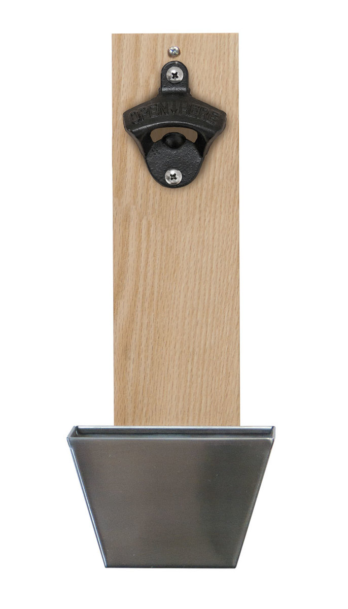 Wall Mount Bottle Opener With Metal Cap Catcher