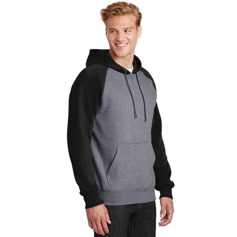 Sport-Tek Raglan Colorblock Pullover Hooded Sweatshirt.
