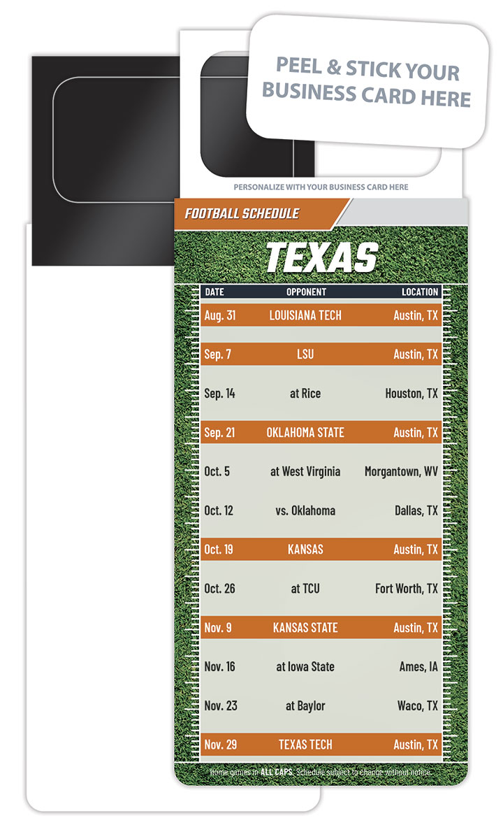 Pro Football Schedule Magnet - Peel and Stick Business Card (3.5x9)
