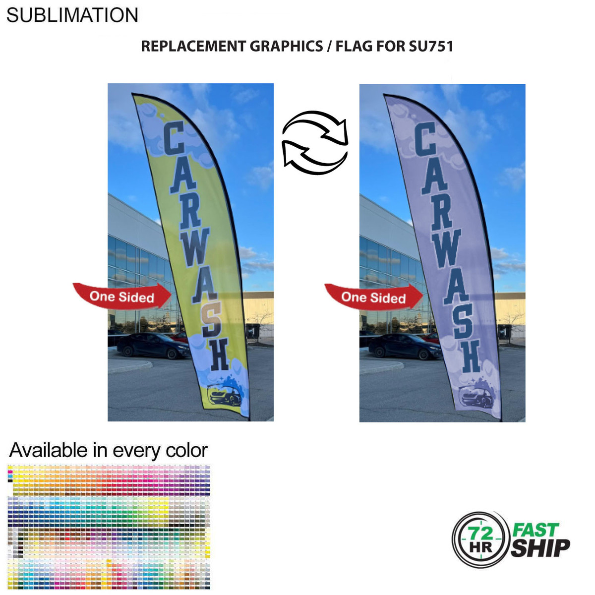 fiel 72Hr Fast Ship - Replacement Flag for 13' Medium Feather Flag Kit Full Color Graphics One Side #SU851-5