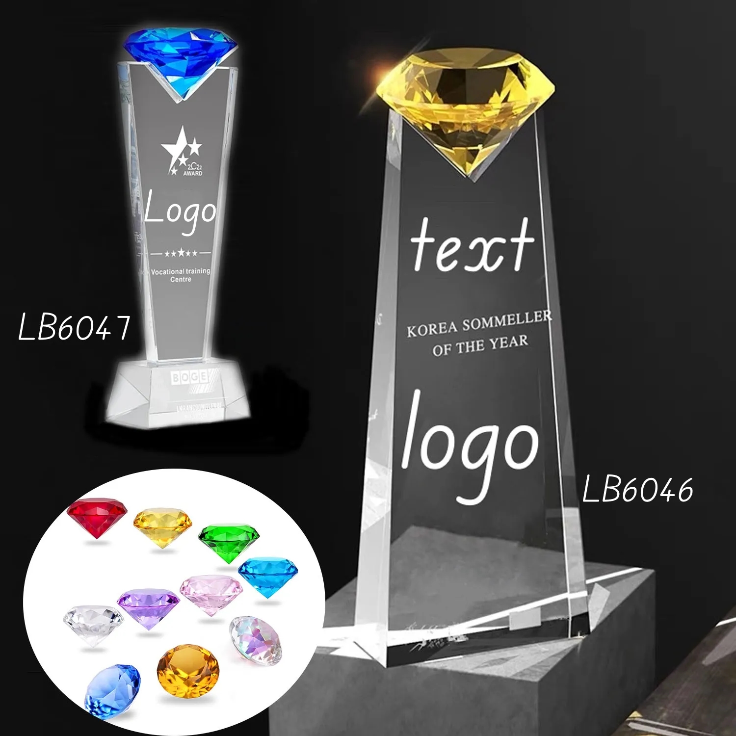 Sparkling Crystal Award Plaque Glass Diamond Trophy