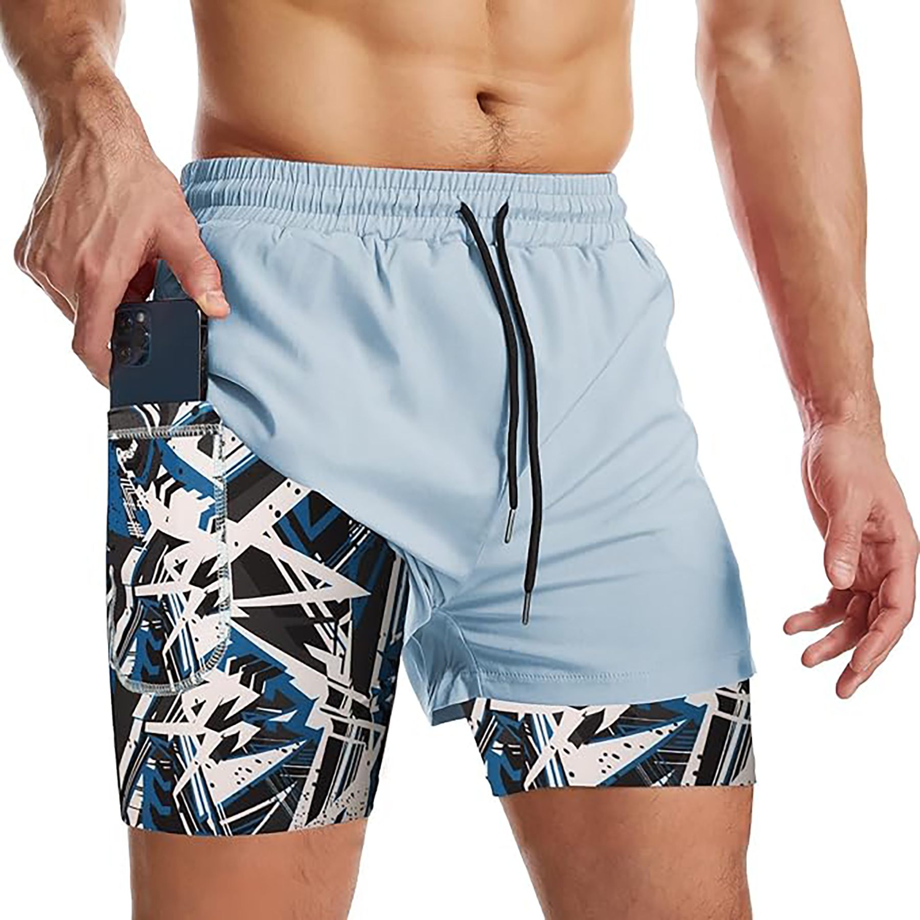 Men's 2 I n 1 Quick Drying Sports Shorts with Lining 57