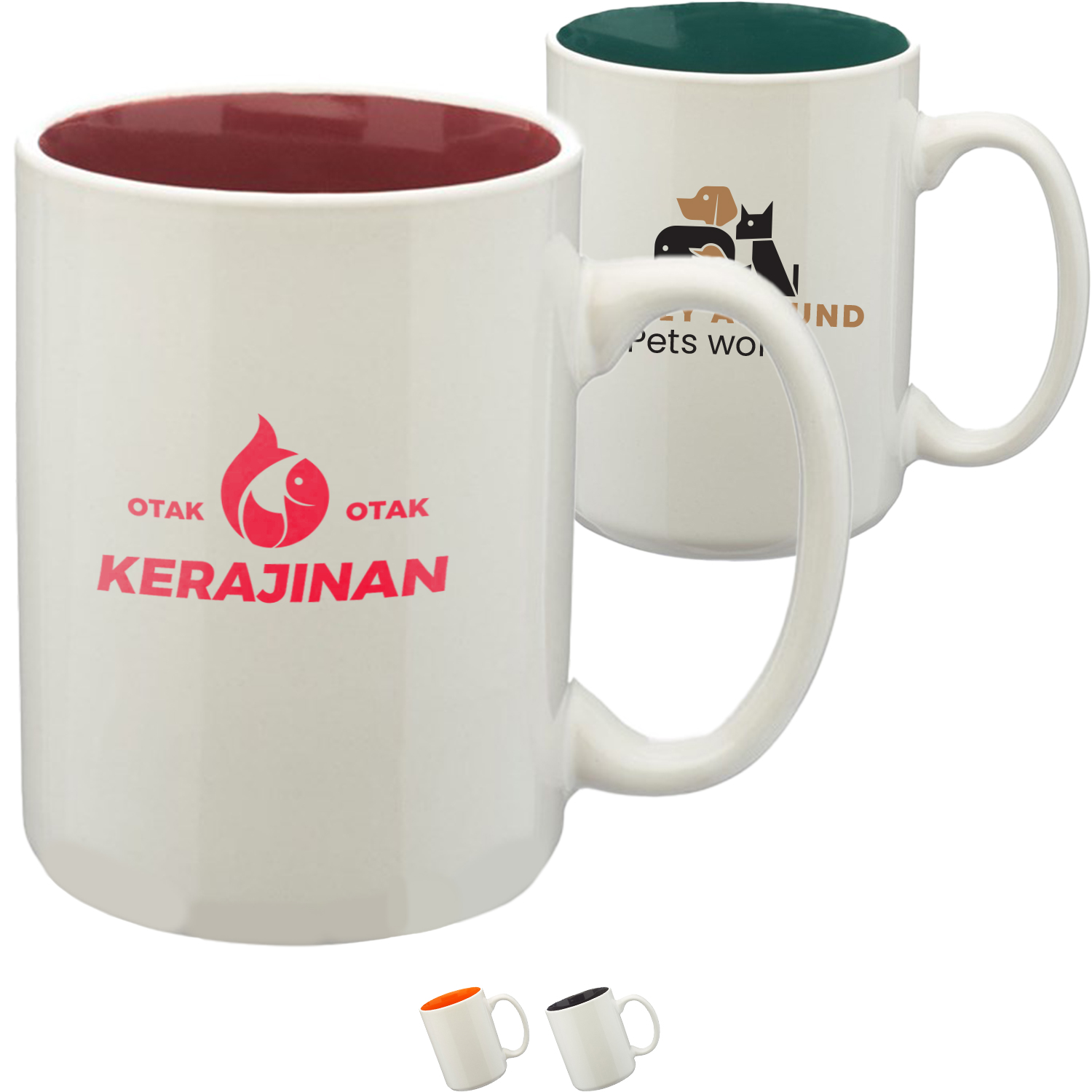 Glossy 15 oz. Two-Tone Ceramic Coffee Mug