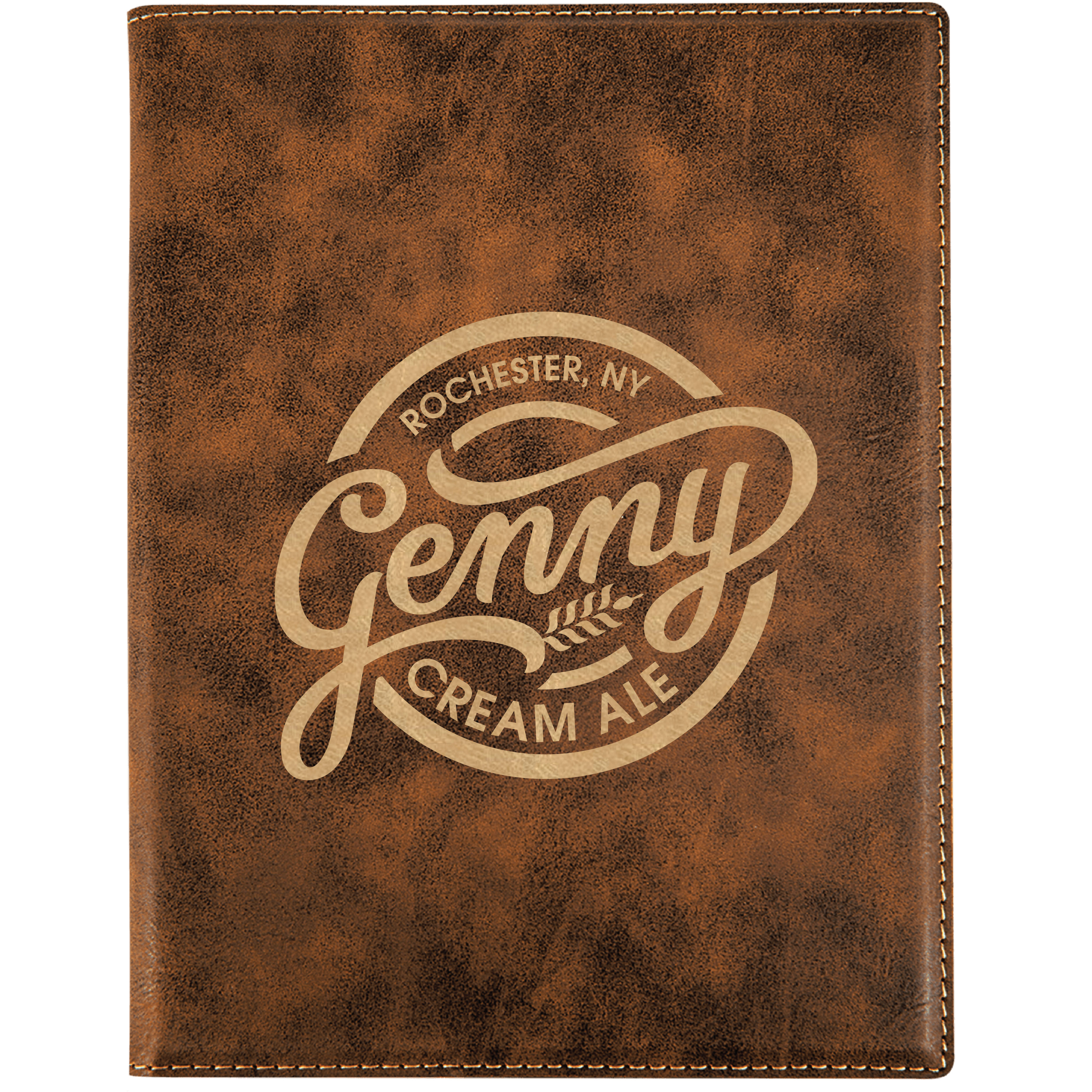 7" x 9" Leatherette Rustic/Gold Portfolio