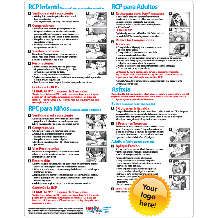 Infant, Child & Adult Choking and CPR in Spanish Memo Board 8.5x11