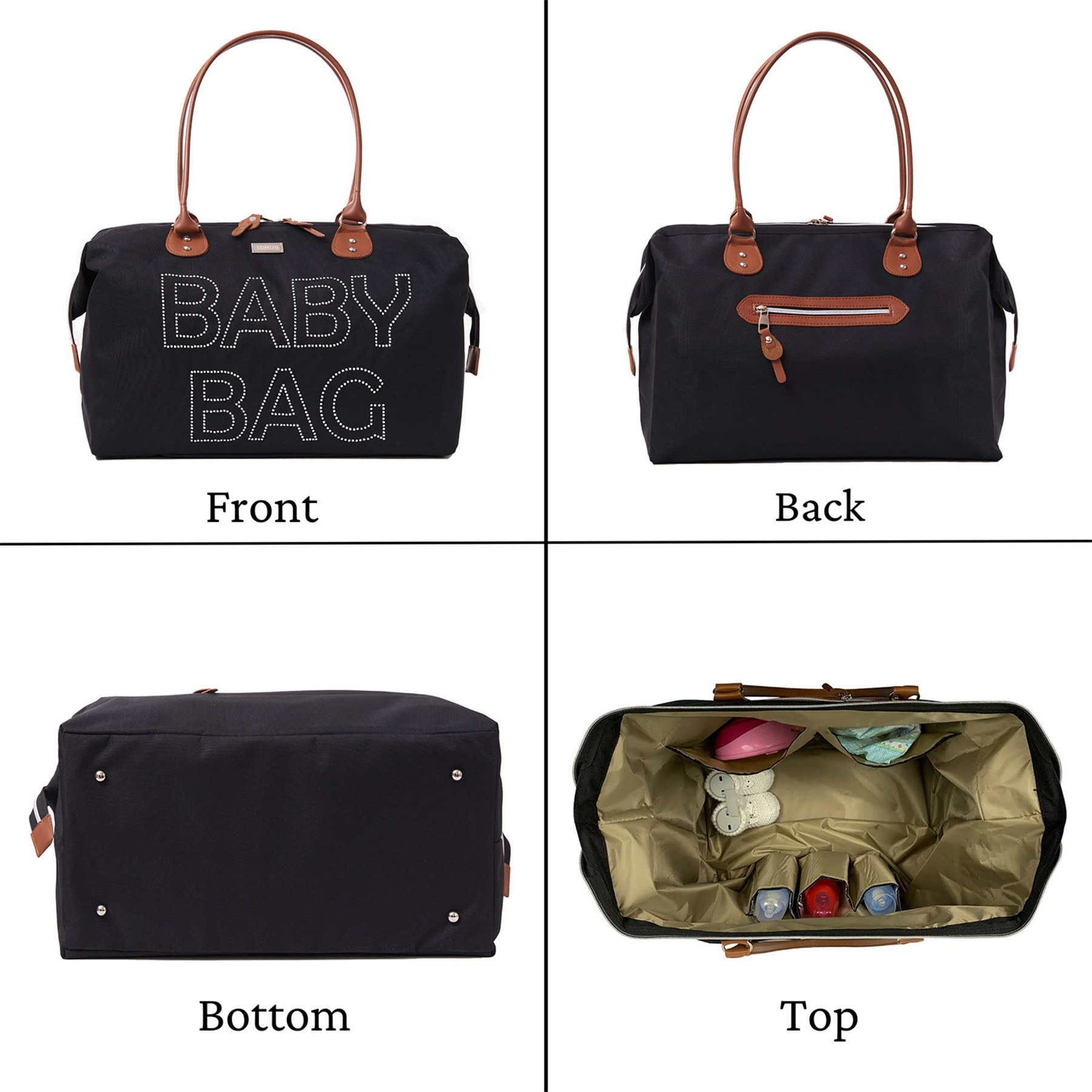 Polyester Baby Diaper Hospital Tote Duffelbag black 4