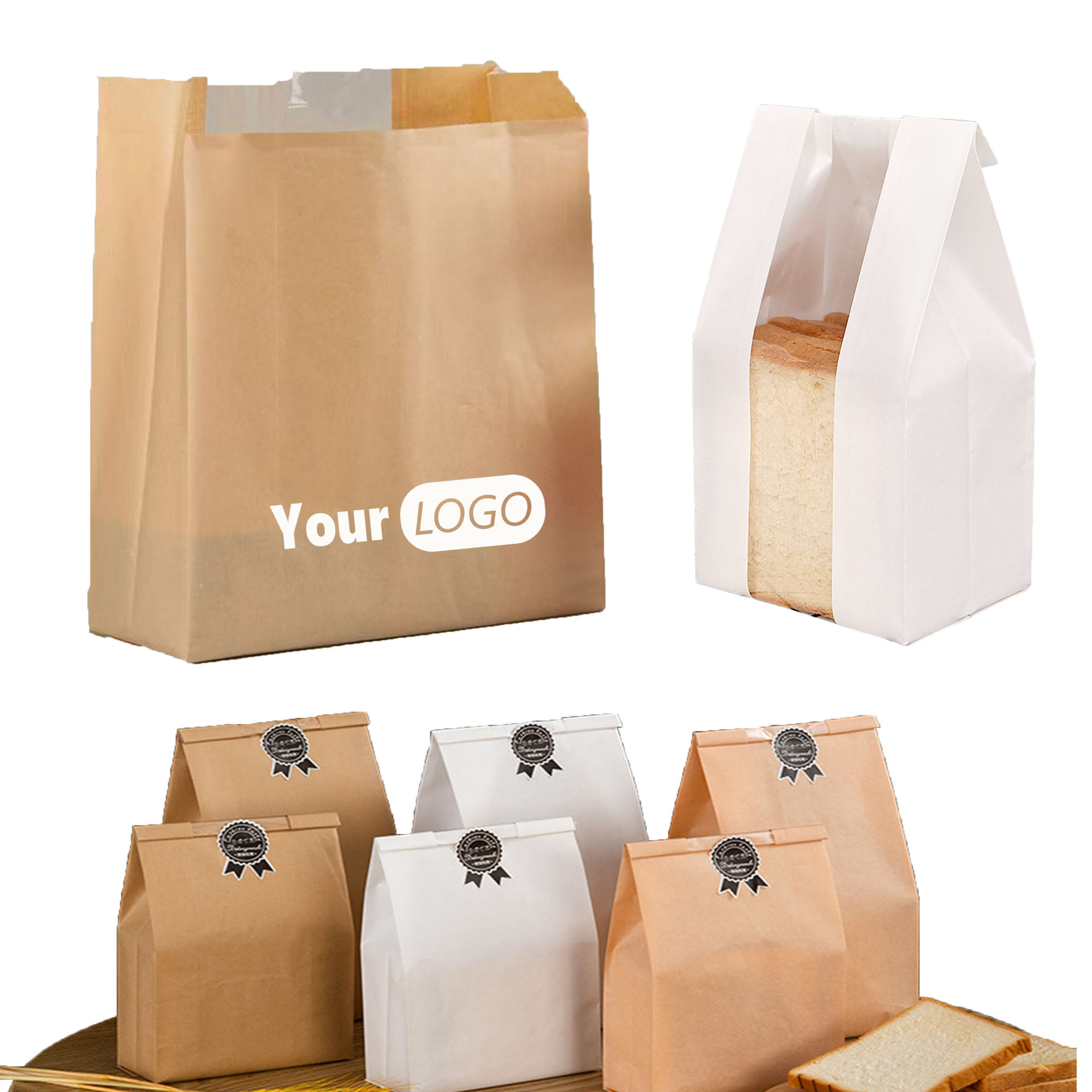 Transparent Window Kraft Paper Bakery Bags 6