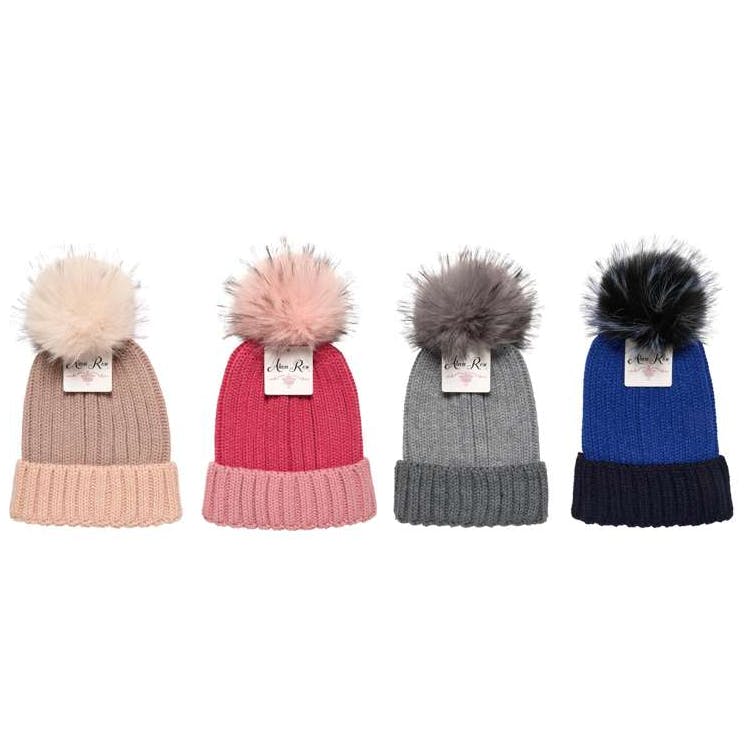 Two-Tone Cuffed Women's Ribbed Hats Assorted Colors 3