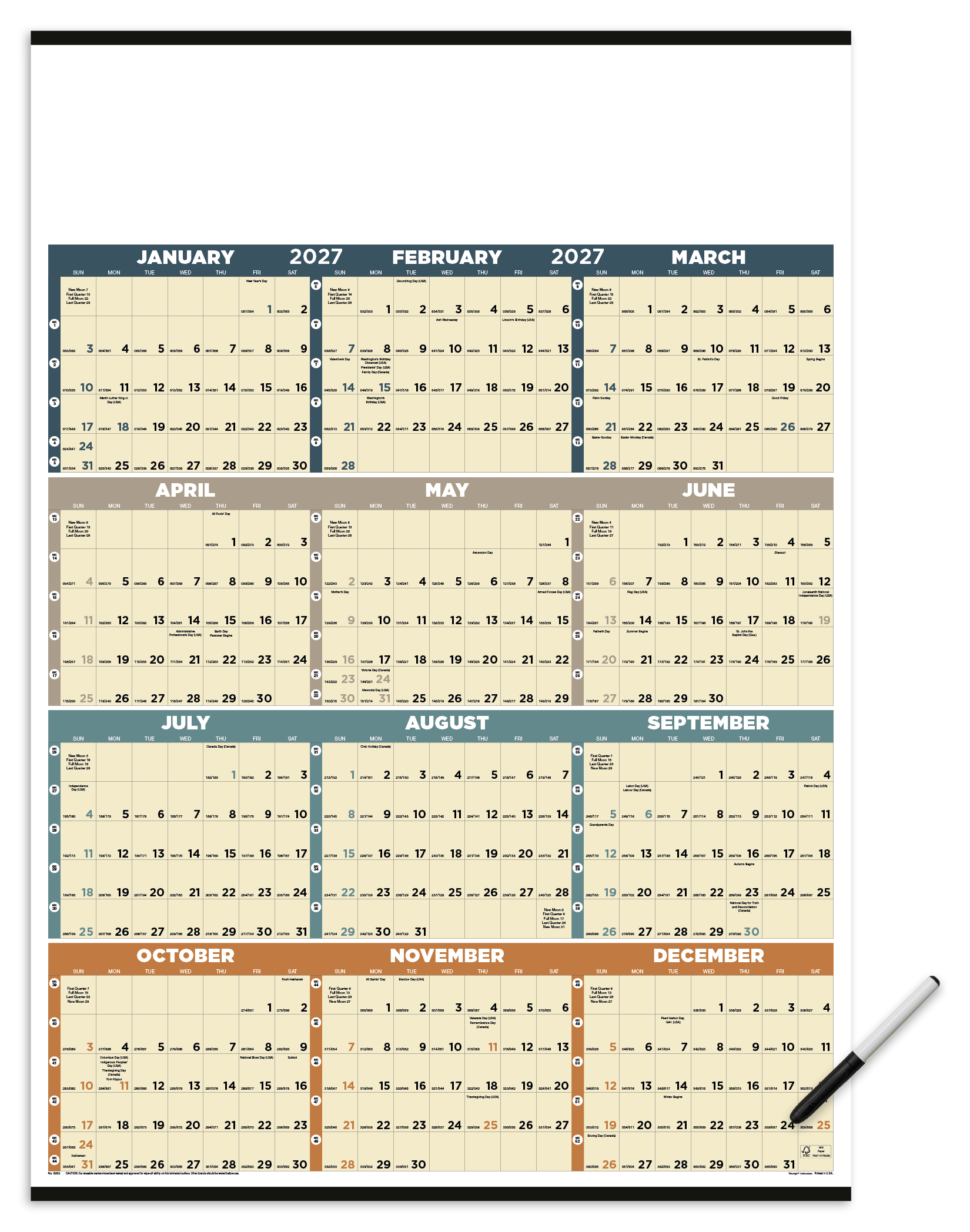 Triumph Calendars Time Management Span-A-Year (Laminated w/Marker) Calendar