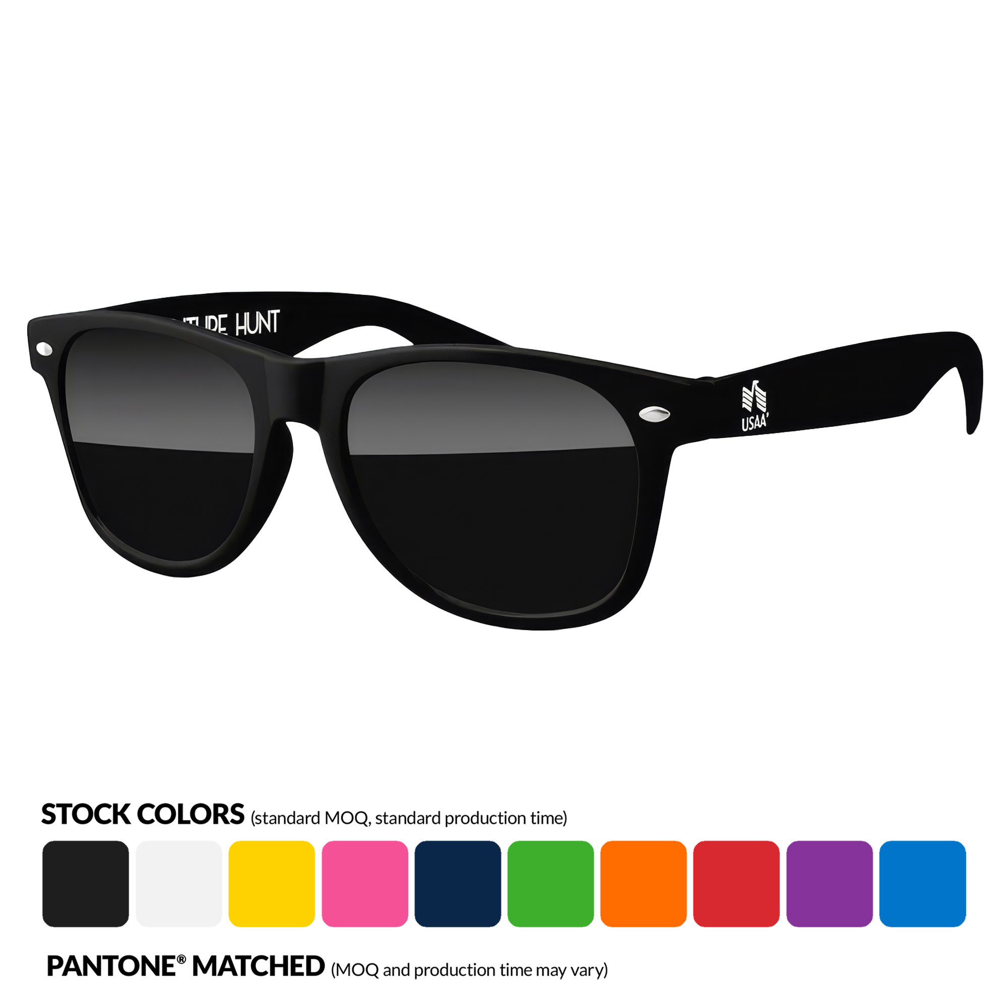 Soft touch matte Retro Sunglasses w/ 1-Color Temple Imprint 2
