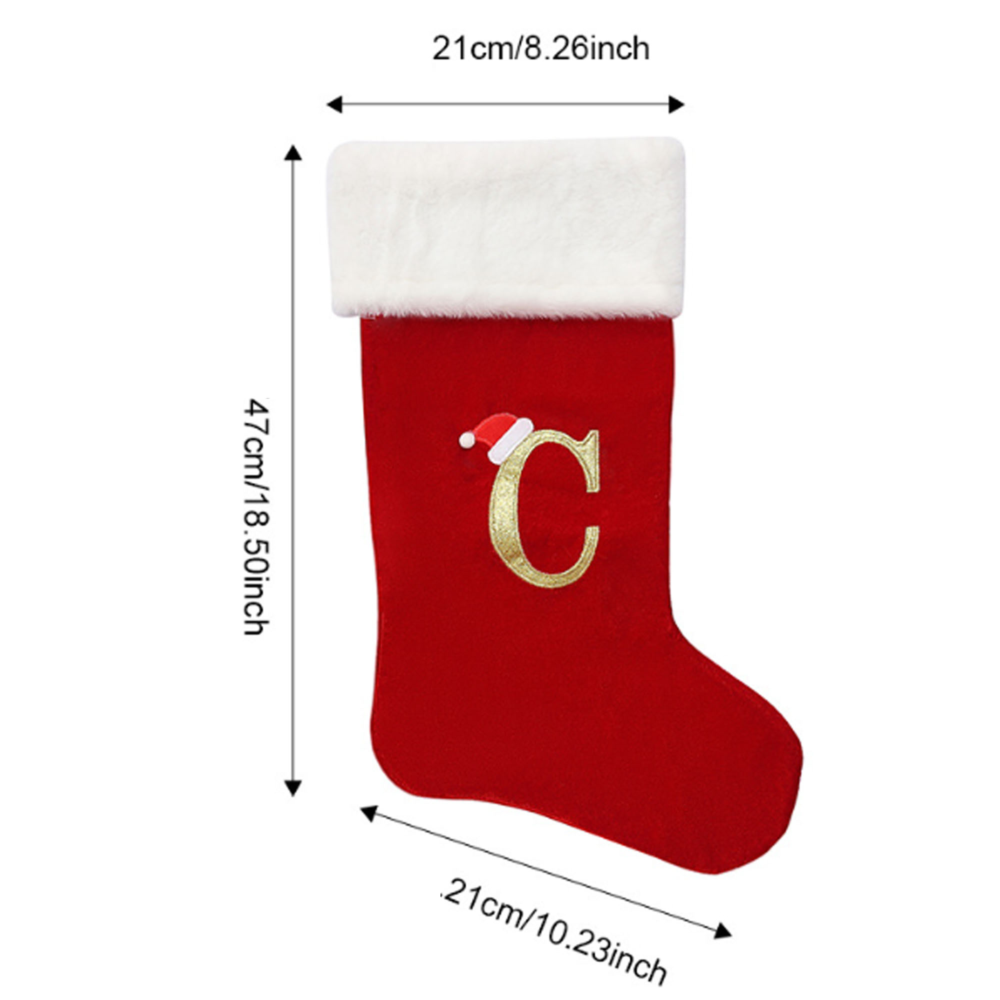 Monogram Christmas Stockings with Letters Soft Christmas Stockings Red 9