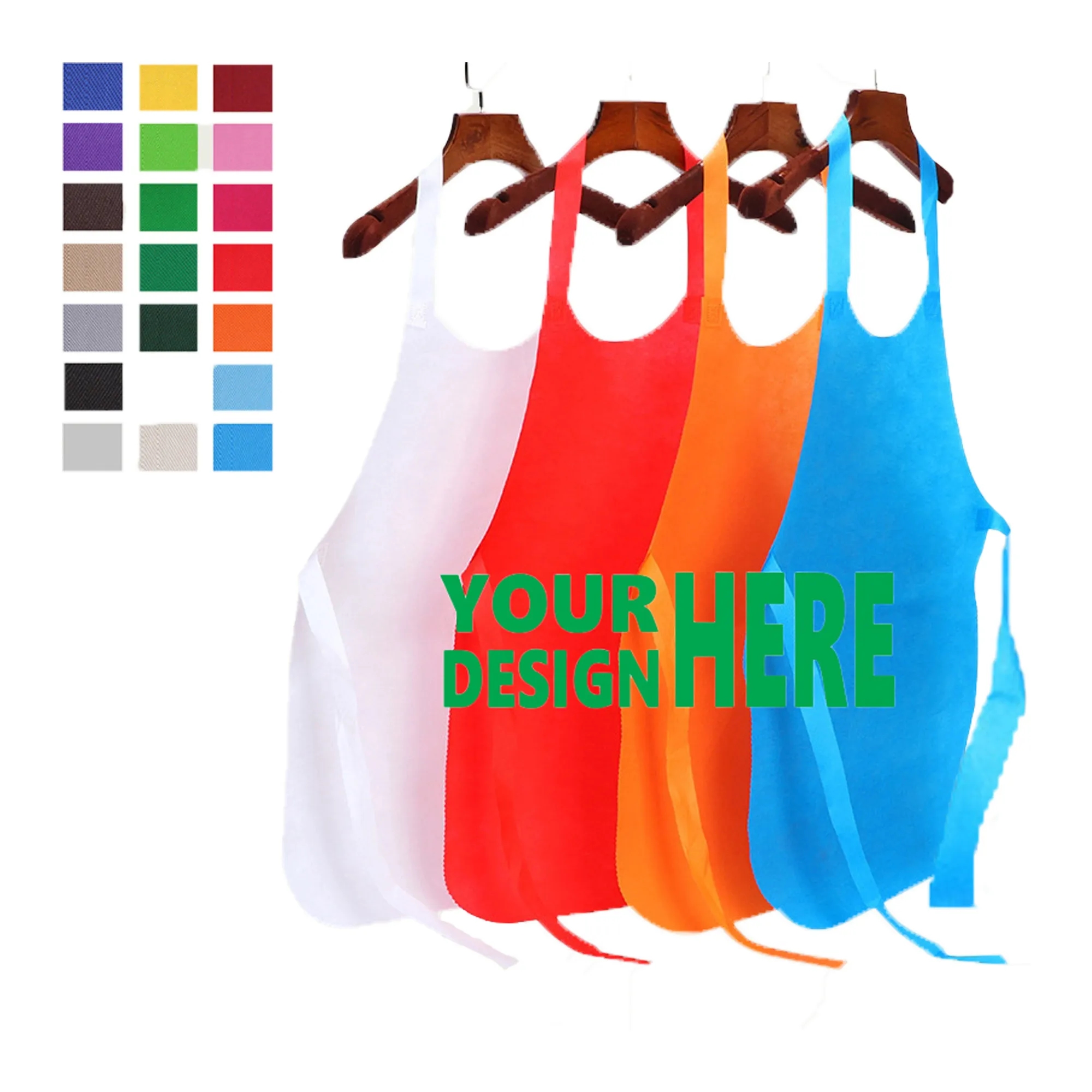 MOQ 100 PCS Disposable non-woven apron For Cooking Painting 5
