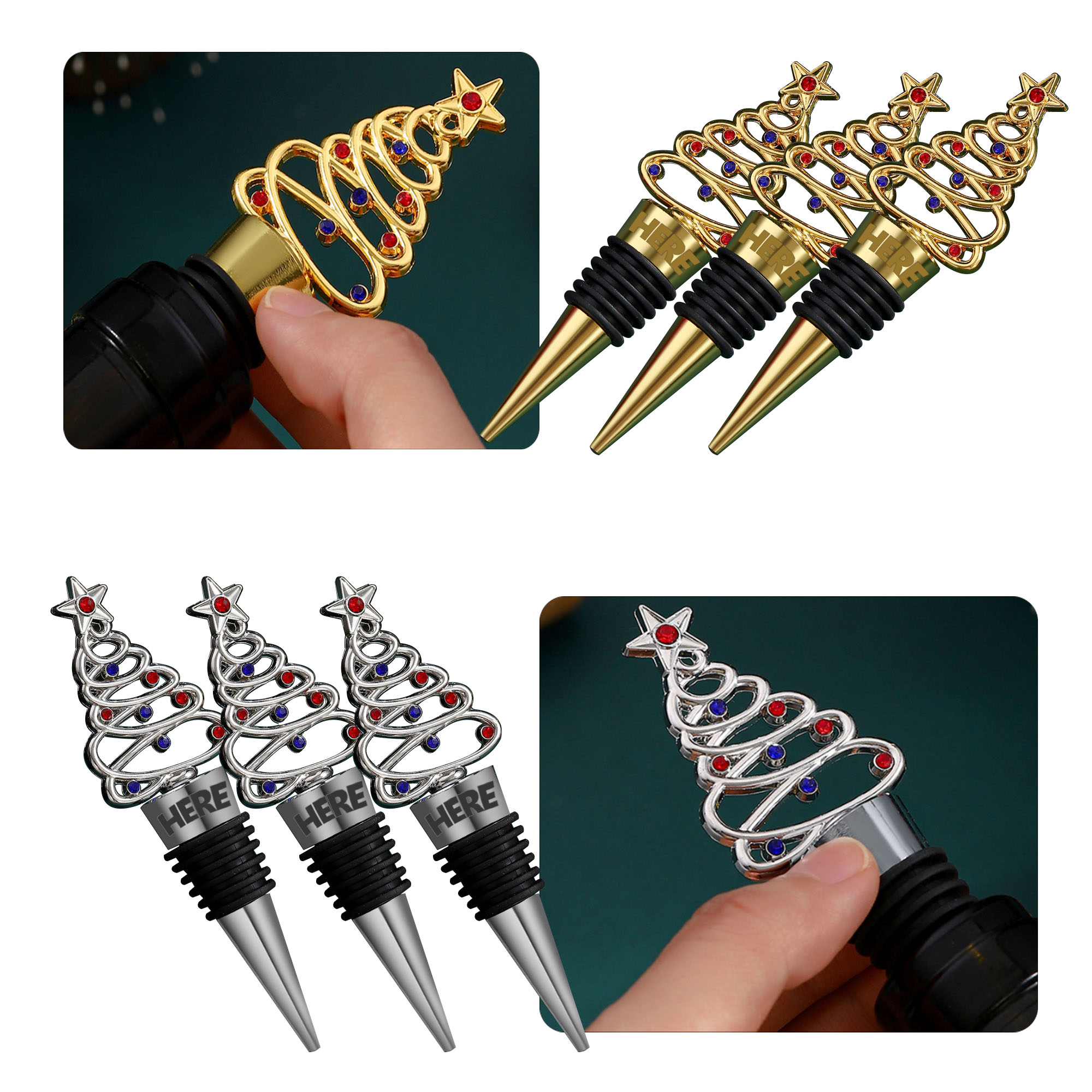 MOQ250 Christmas Tree Wine Stopper 4