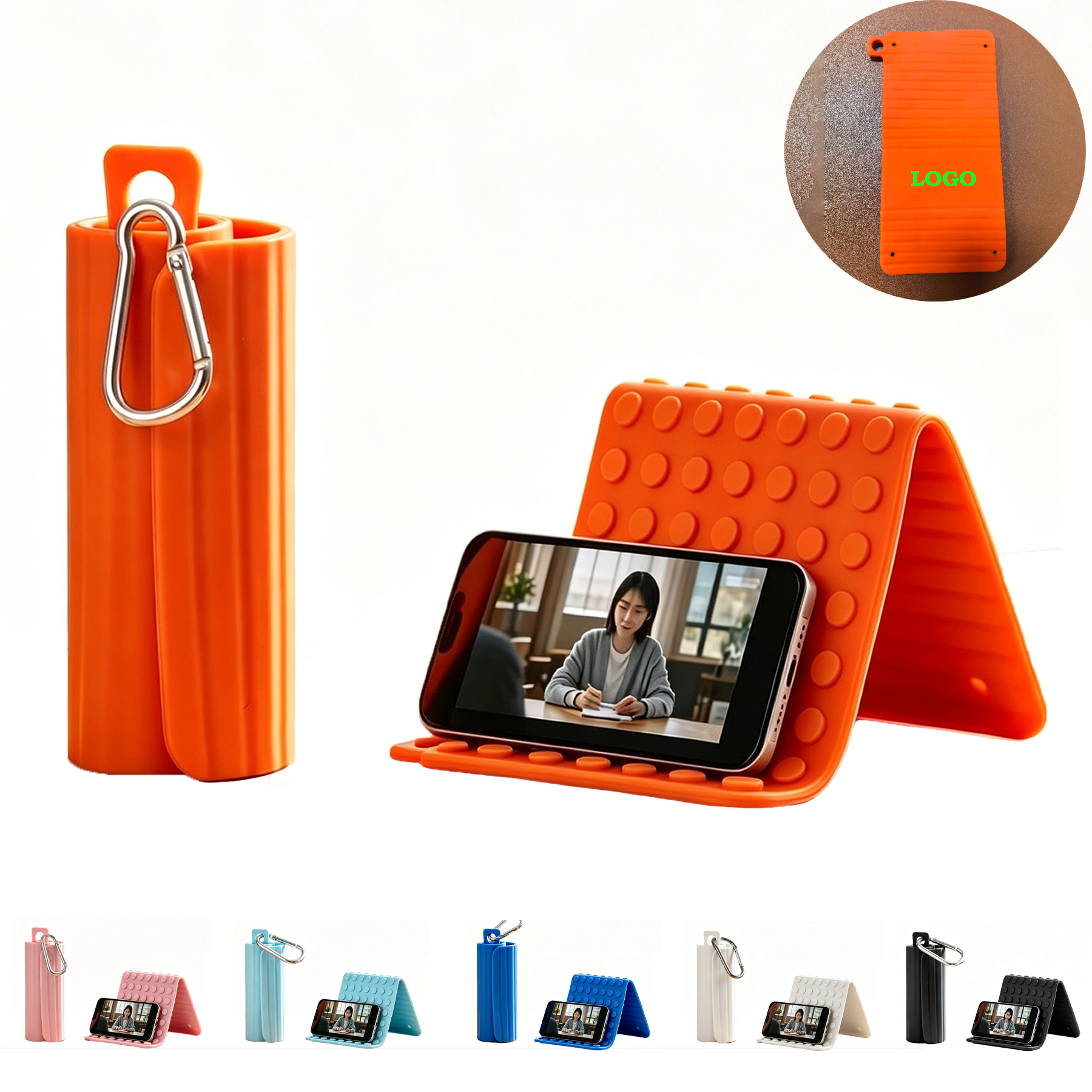 Flexible Silicone Phone Stand with Carabiner 2