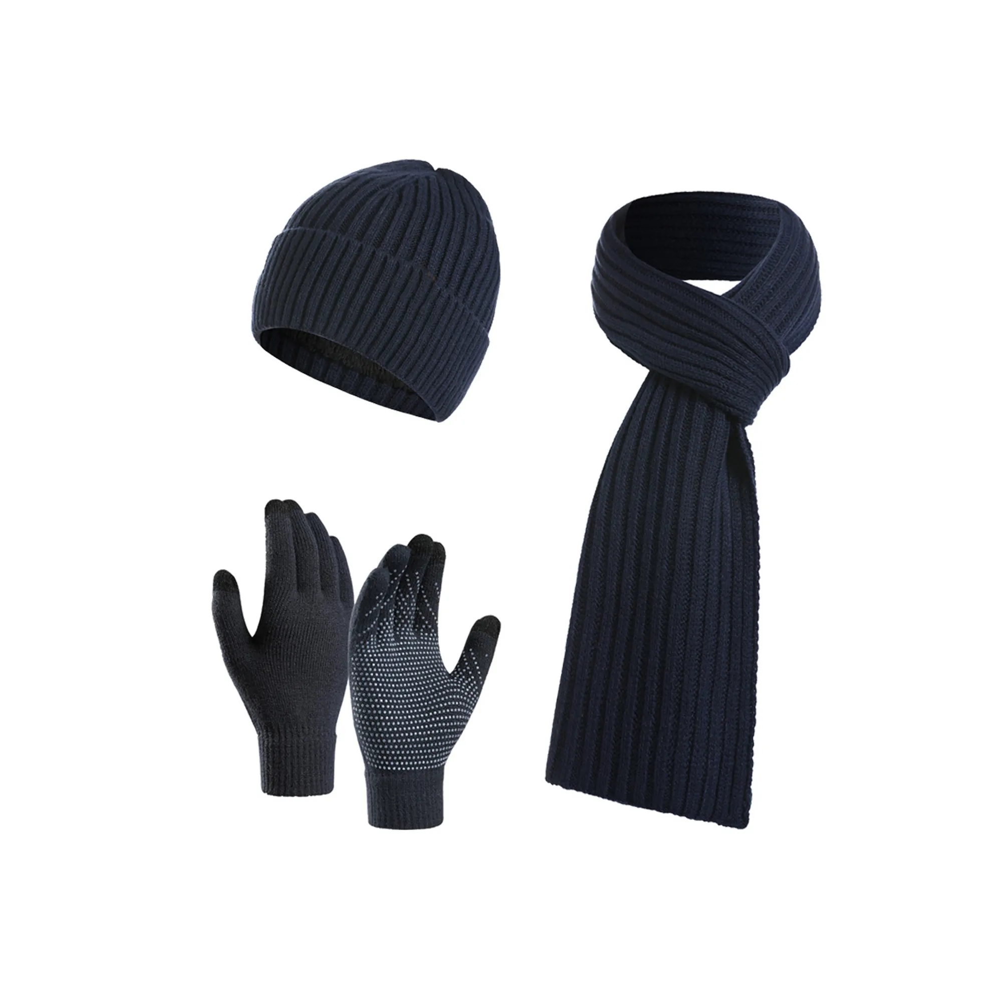 Winter Knitted Beanie Hat Scarf Glove Set 10