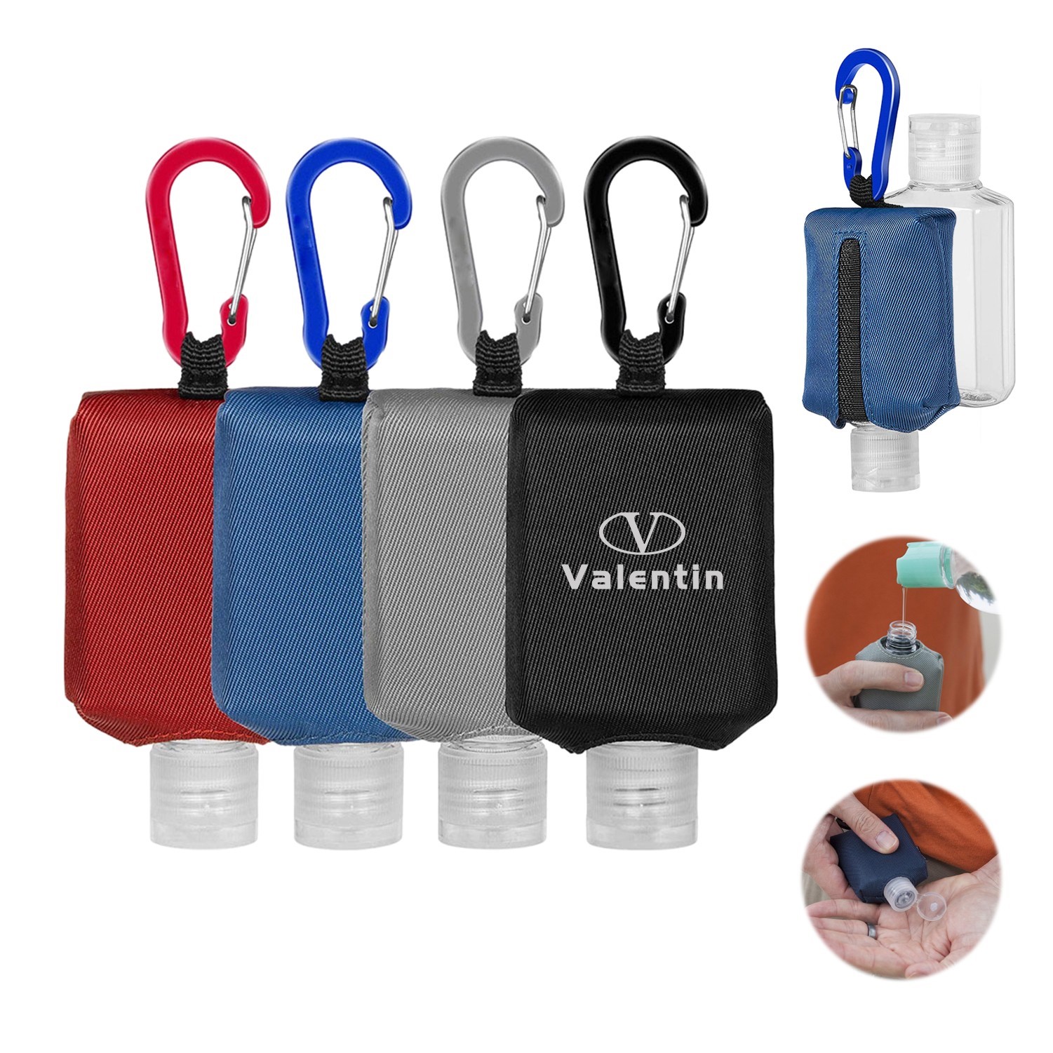 Portable Hand Sanitizer Case With Carabiner