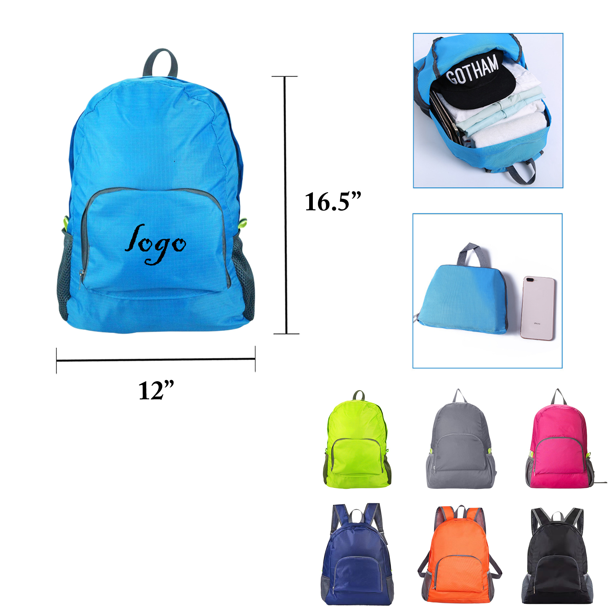 MOQ50 Foldable Waterproof Lightweight Backpack