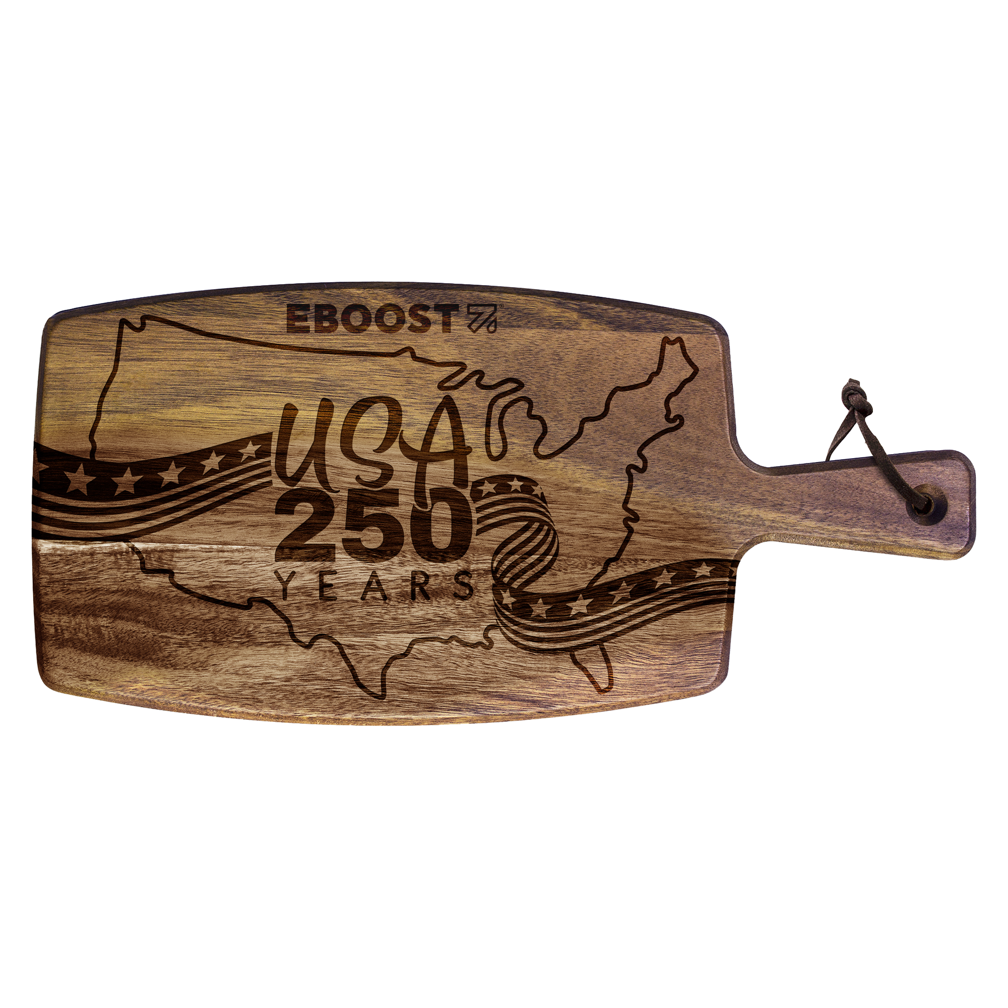Limited Edition USA 250th Anniversary Engraved Acacia Paddle Cutting Board