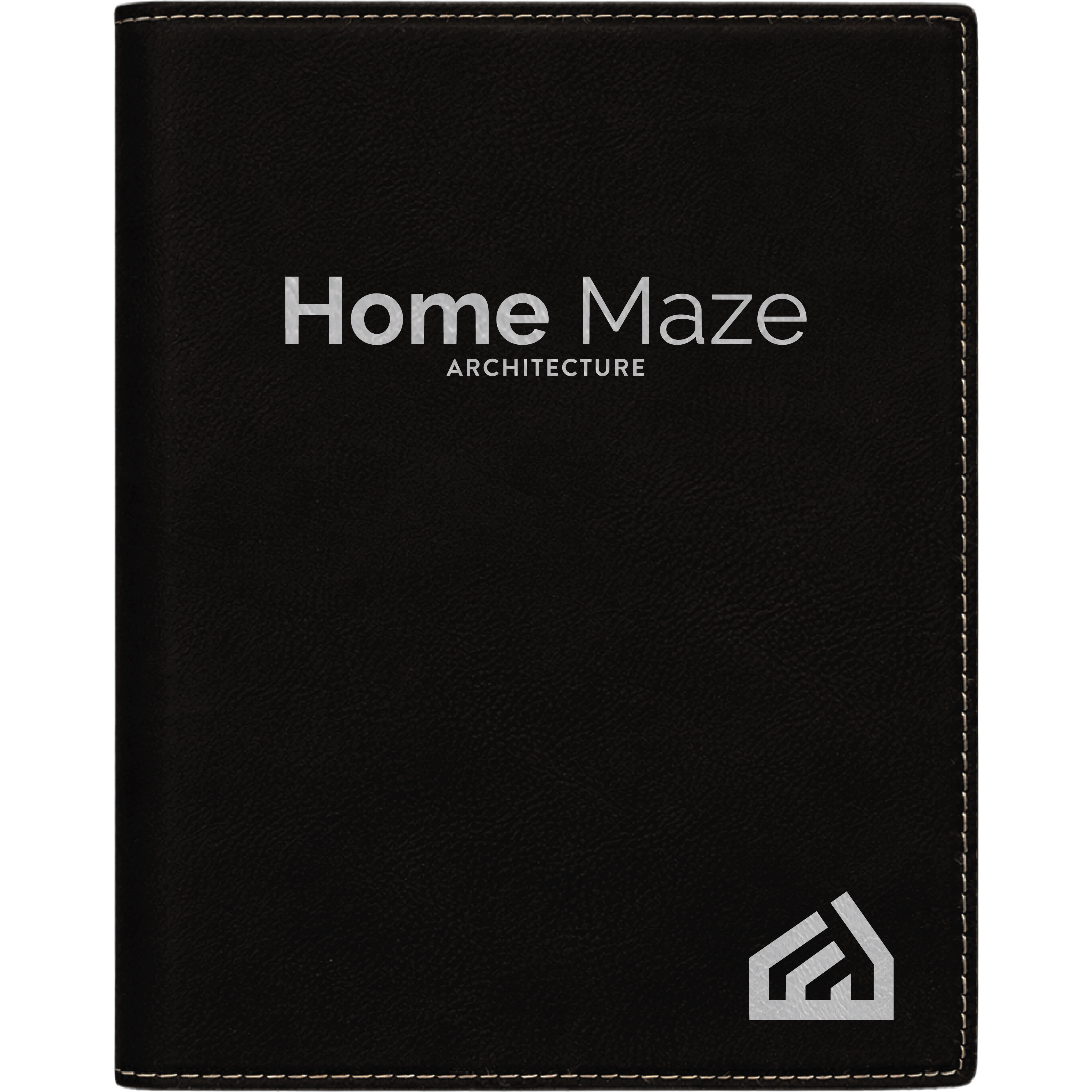 7" x 9" Leatherette Black/Silver Portfolio