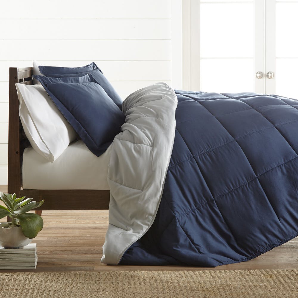 Down Alternative Comforter Sets - Navy Queen Reversible 3