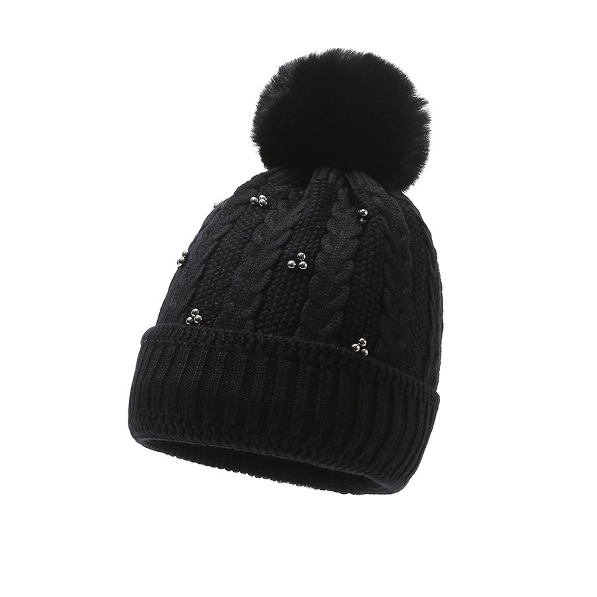 MOQ50 Women's Cold-Proof Knit Hat (Plush Balls) 10