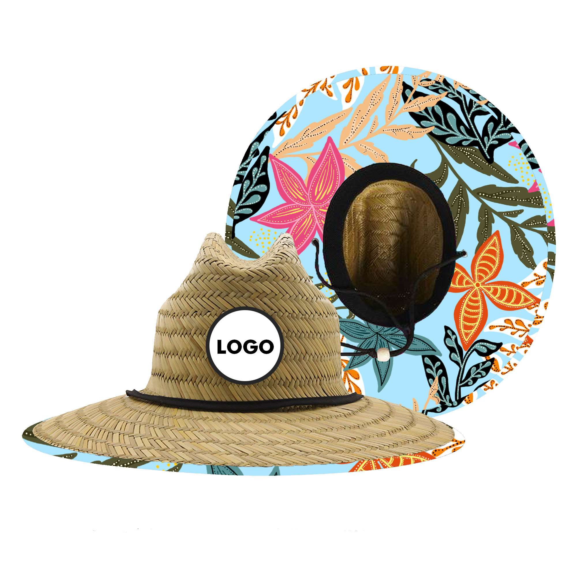 Personalized Logo Straw Sunhat With Patterns 14