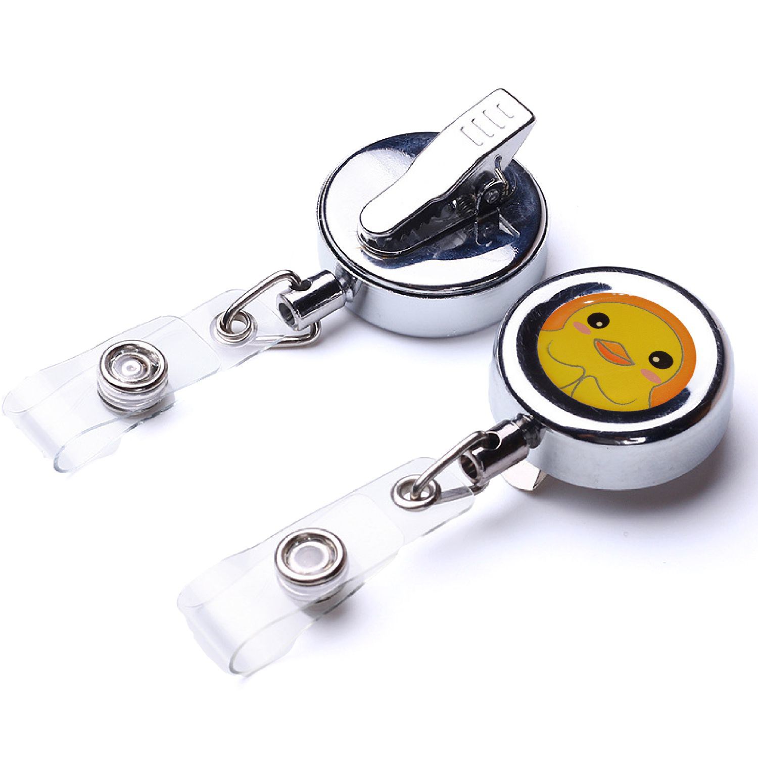 Zinc Alloy Concave Surface Round Badge Reel Holder w/ Bulldog Clip