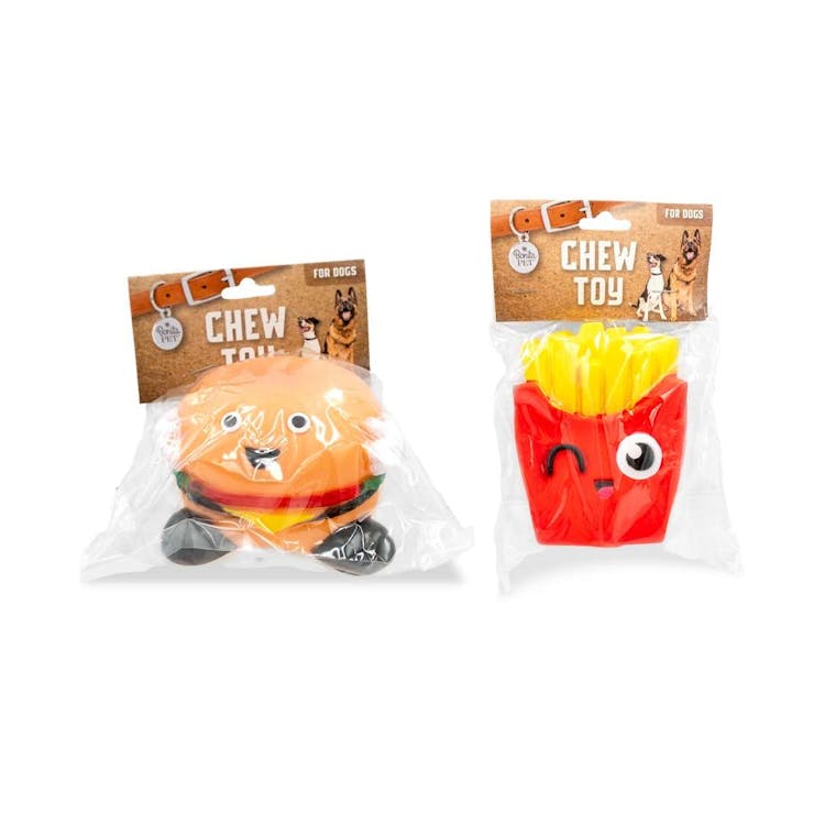 Pet Vinyl Burger & Fries Dog Toys - 3.5" 3