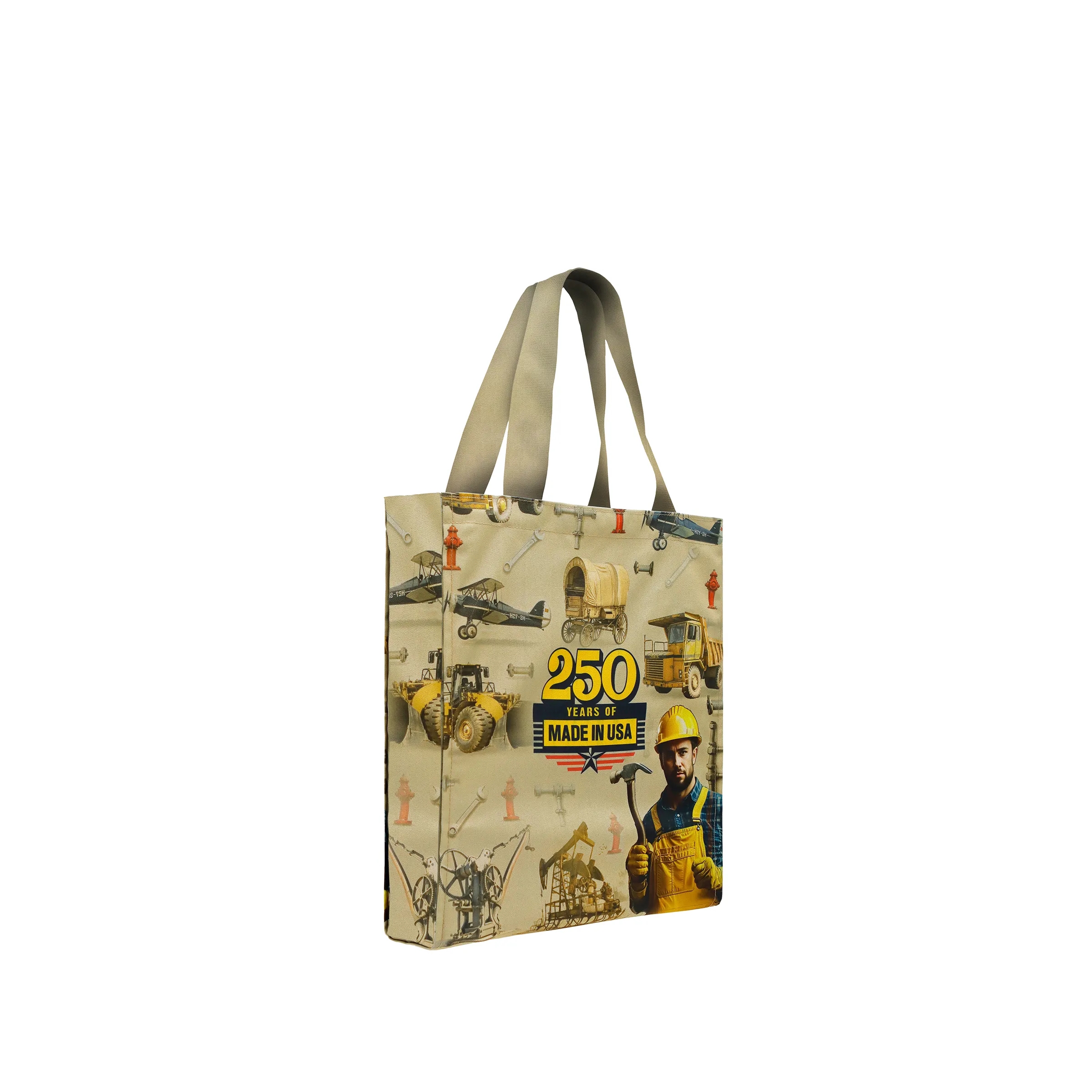 Union/USA Made Printed Handles Full Bleed T Bottom Tote