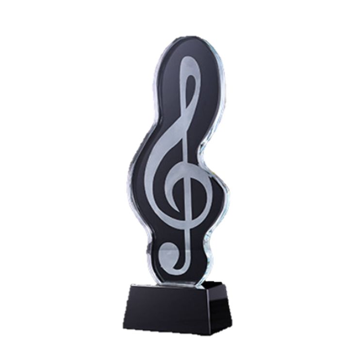 アート・デザイン・音楽 Crystallize 2 Music Notes Shape Crystal Trophy With Base - JZ0302 | CLT