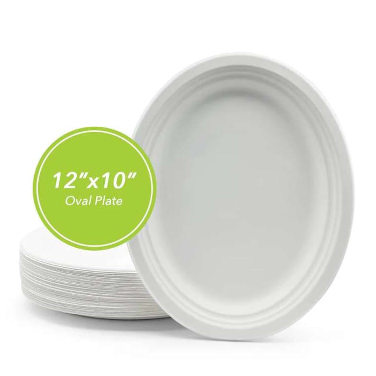 Three Leaf Bagasse Oval Plates 25 Pack 3